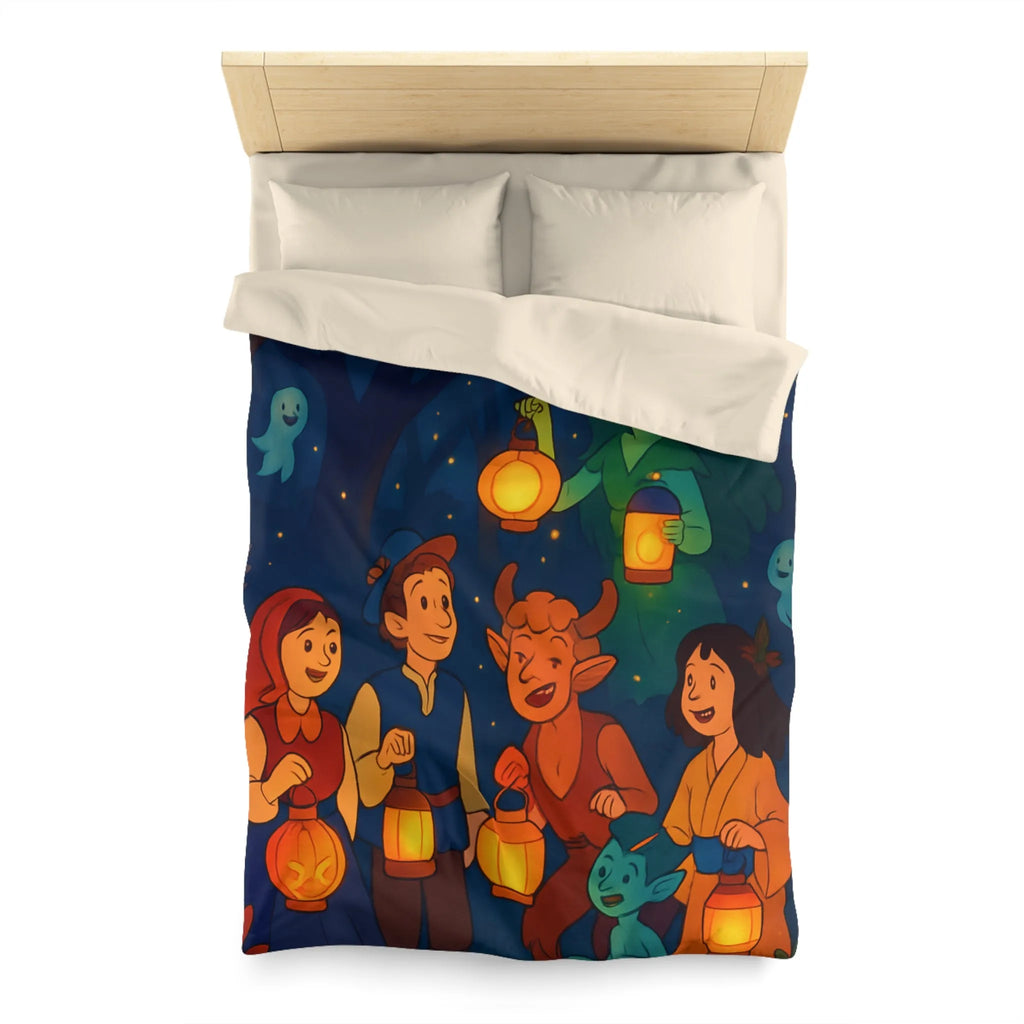 Housse de couette magique avec lanterne, créatures fantastiques et forêt enchantée