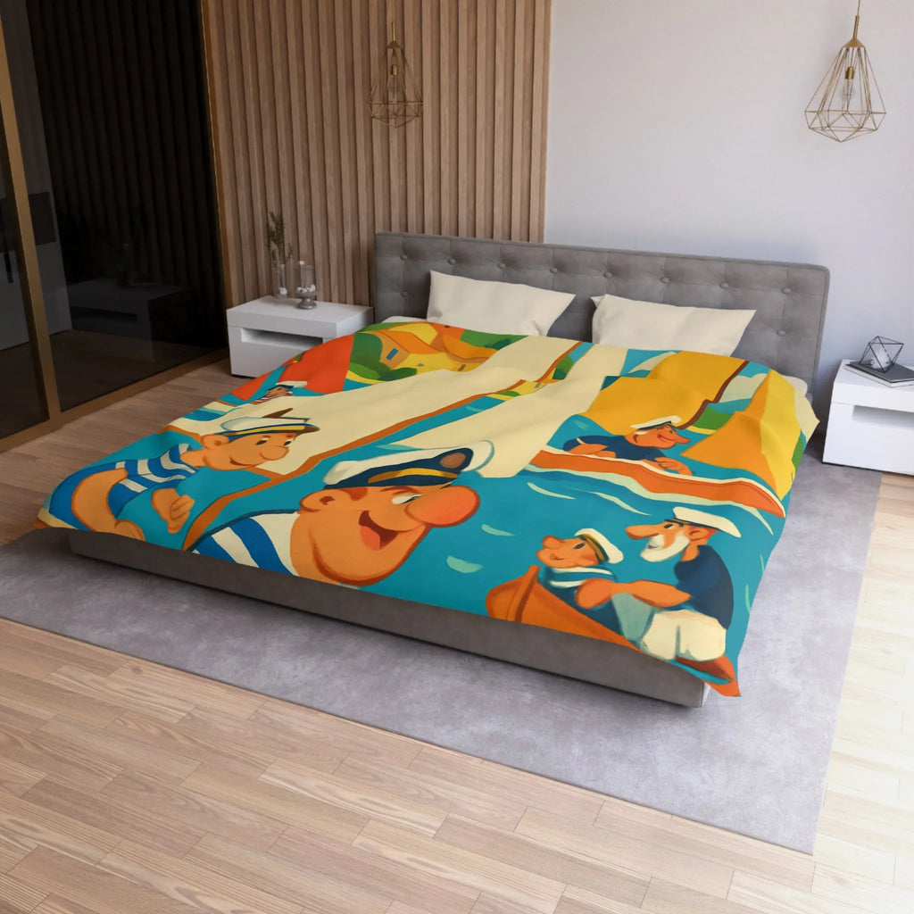 Housse de Couette Marine Vintage avec Voiliers et Matelots pour Chambre Ensoleillée