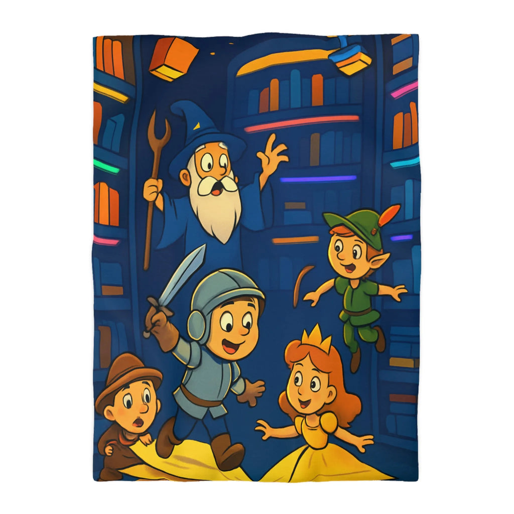 Housse de Couette Enchantée pour Enfants avec Contes Magiques et Personnages Historiques Colorés