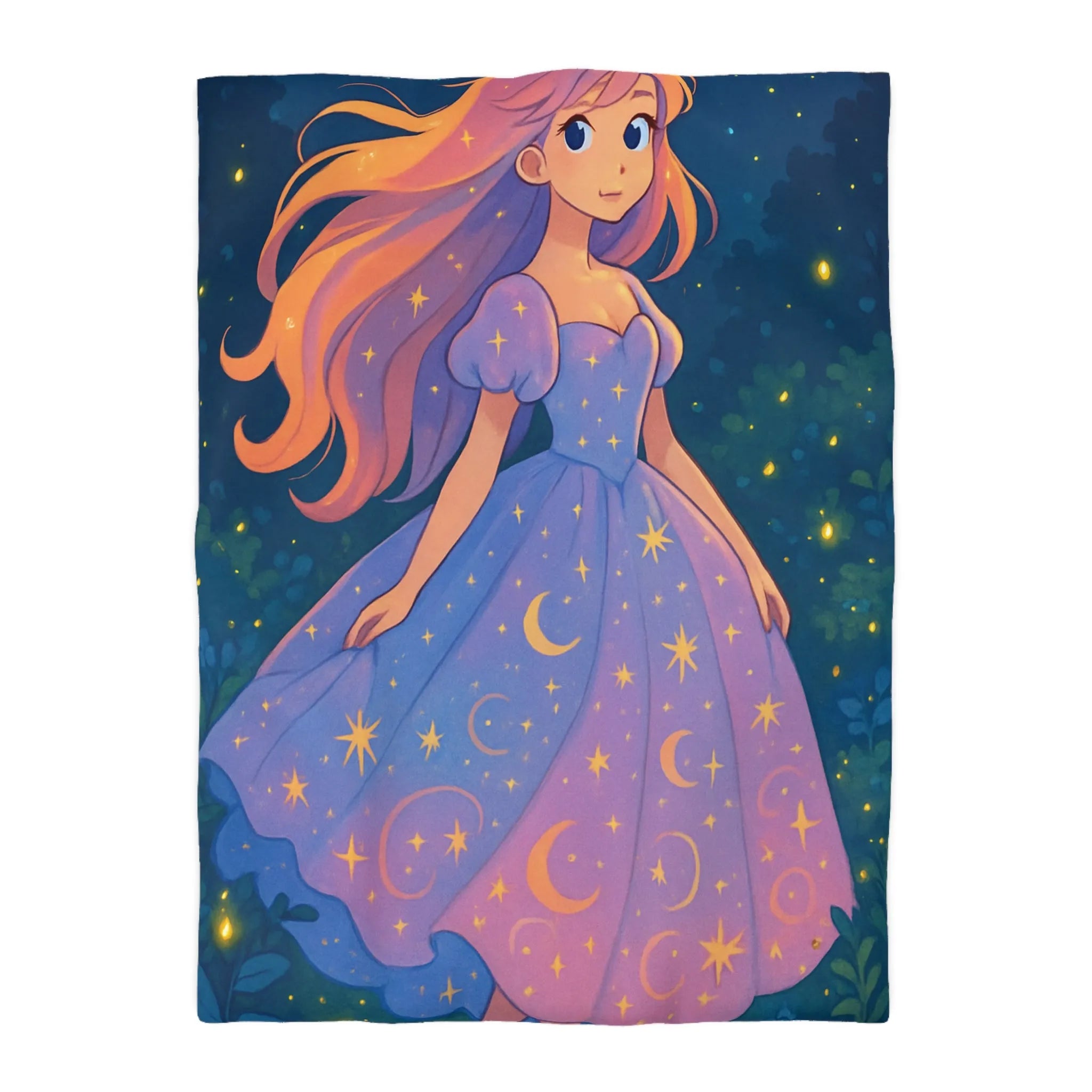 Housse de couette avec motif étoilé de princesse féerique dans la nuit enchantée