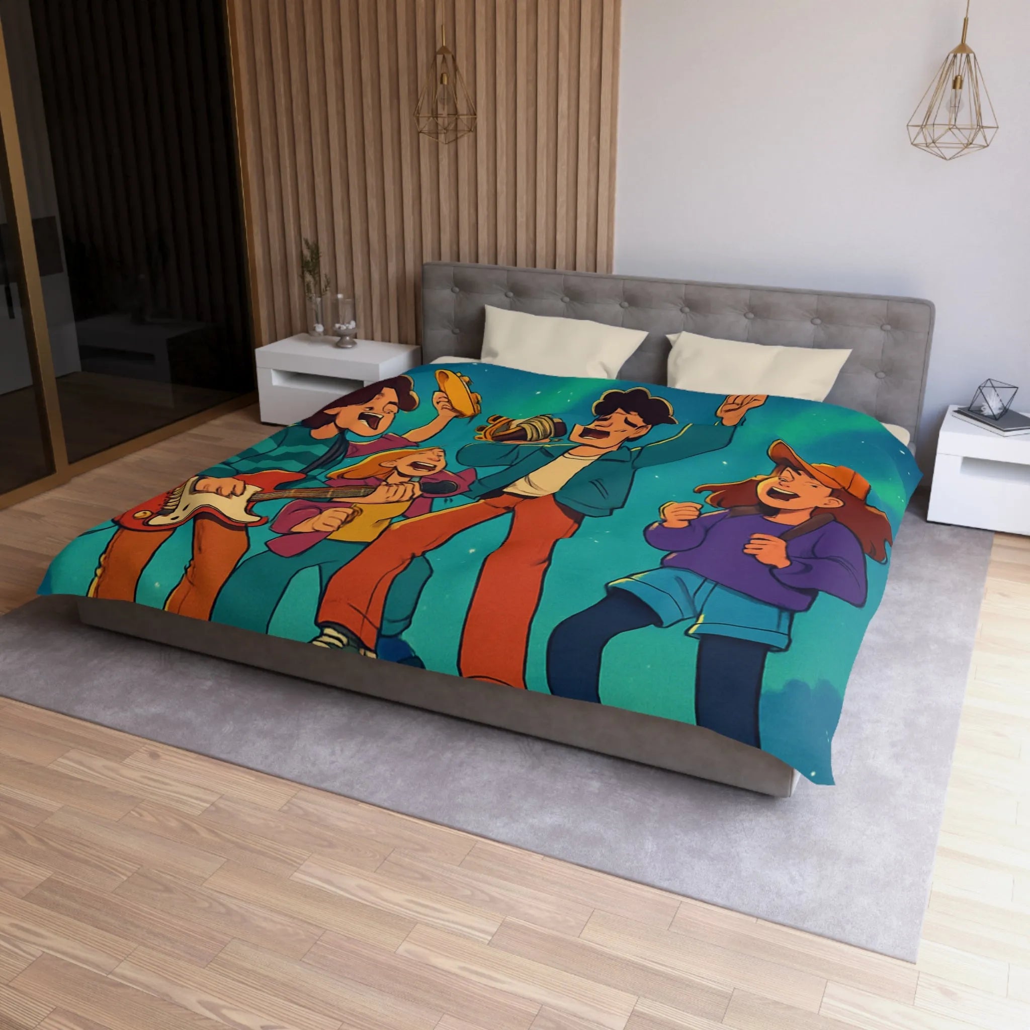 Housse de Couette Microfibre Art Graphique Contemporain Style Décoratif Chambre Tendance