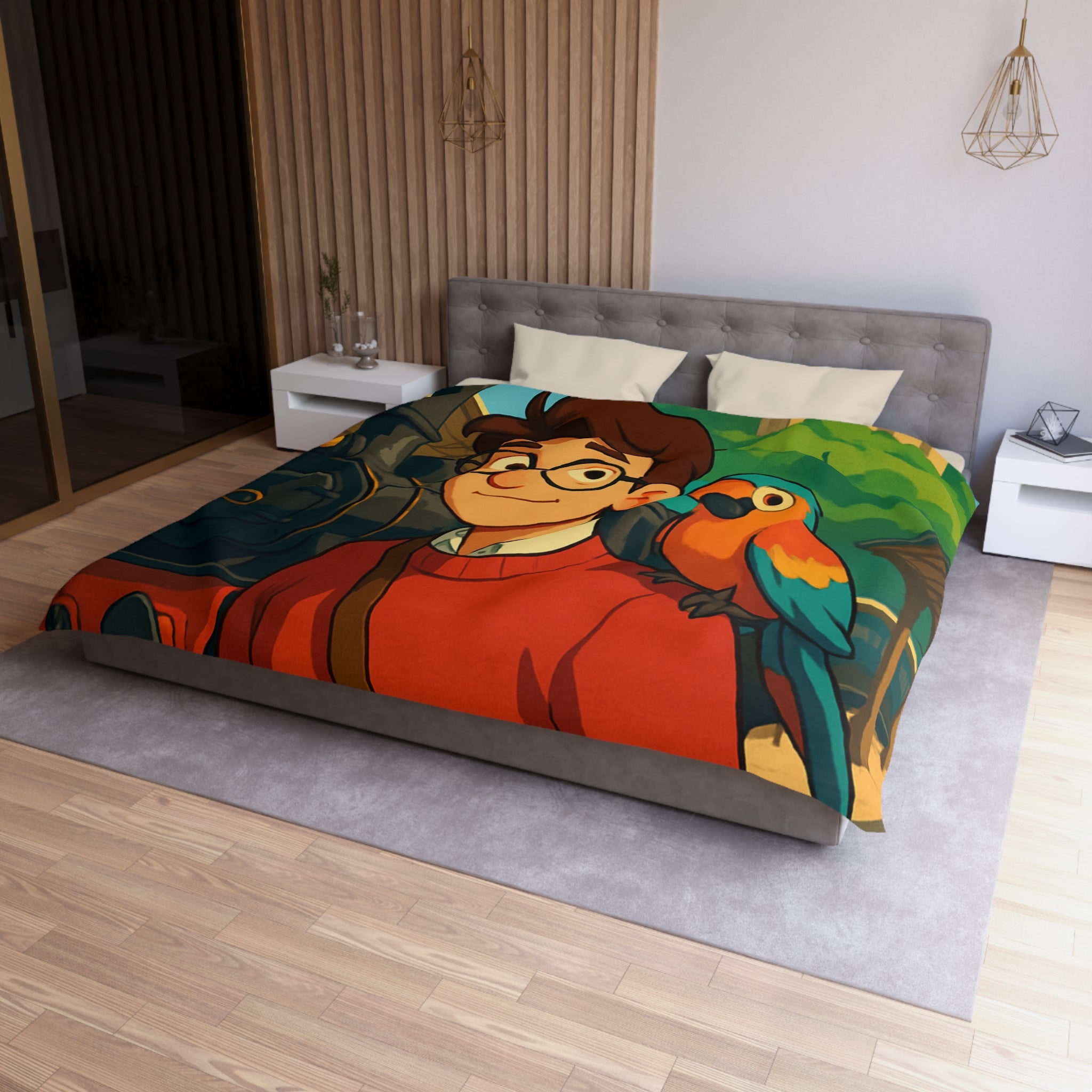 Housse de Couette Microfibre Illustration Unique Design Moderne Décoration Intérieure Raffinée