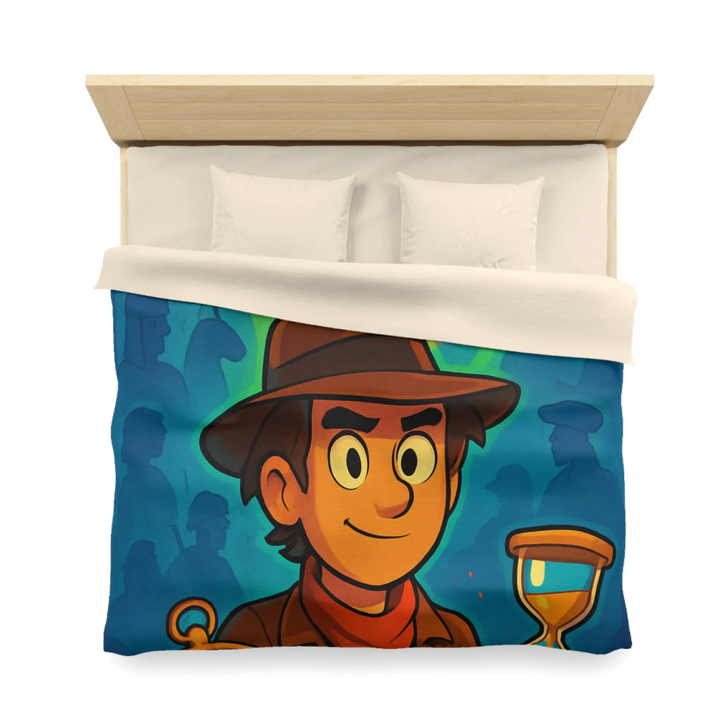 Décor Aventure Mystérieuse Housse de Couette avec Illustration de Voyageur et Sablier