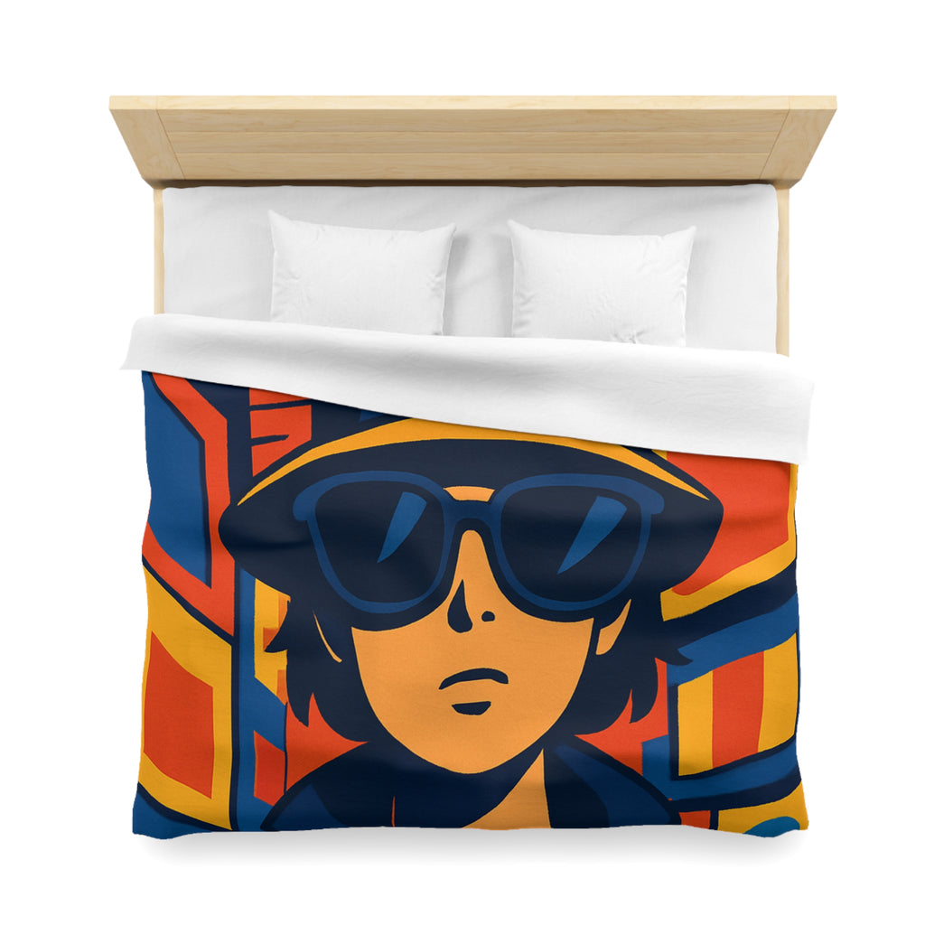 Housse de couette moderne avec motif urbain rétro pop art aux couleurs vibrantes