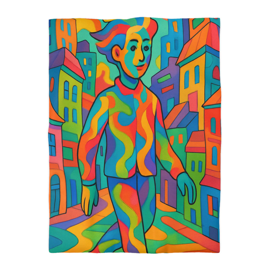 Housse de Couette Microfibre Motif Créatif Original Style Contemporain Chambre Élégante