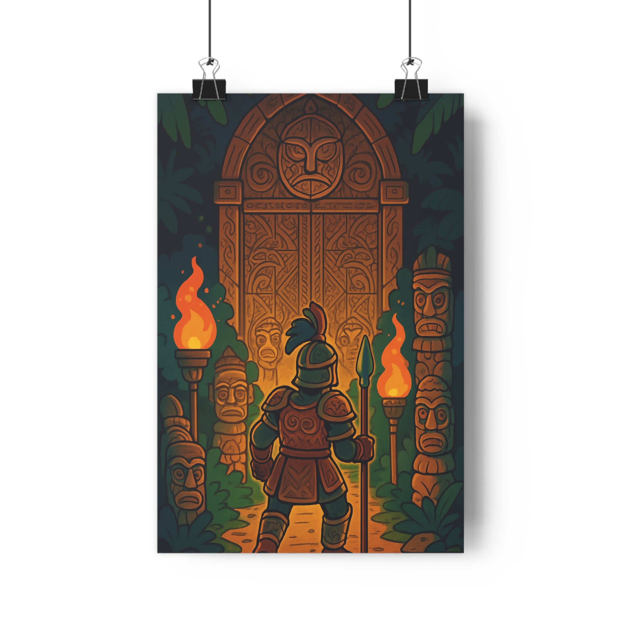 Poster décoratif guerrier mythologie tribal mystique aventure chambre salon doré chaud 30x46 cm qualité