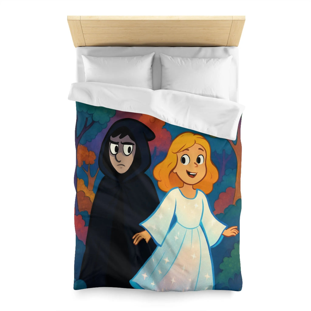 Housse de Couette Enchantée Forêt et Étoiles Enfantines avec Personnages Mystérieux