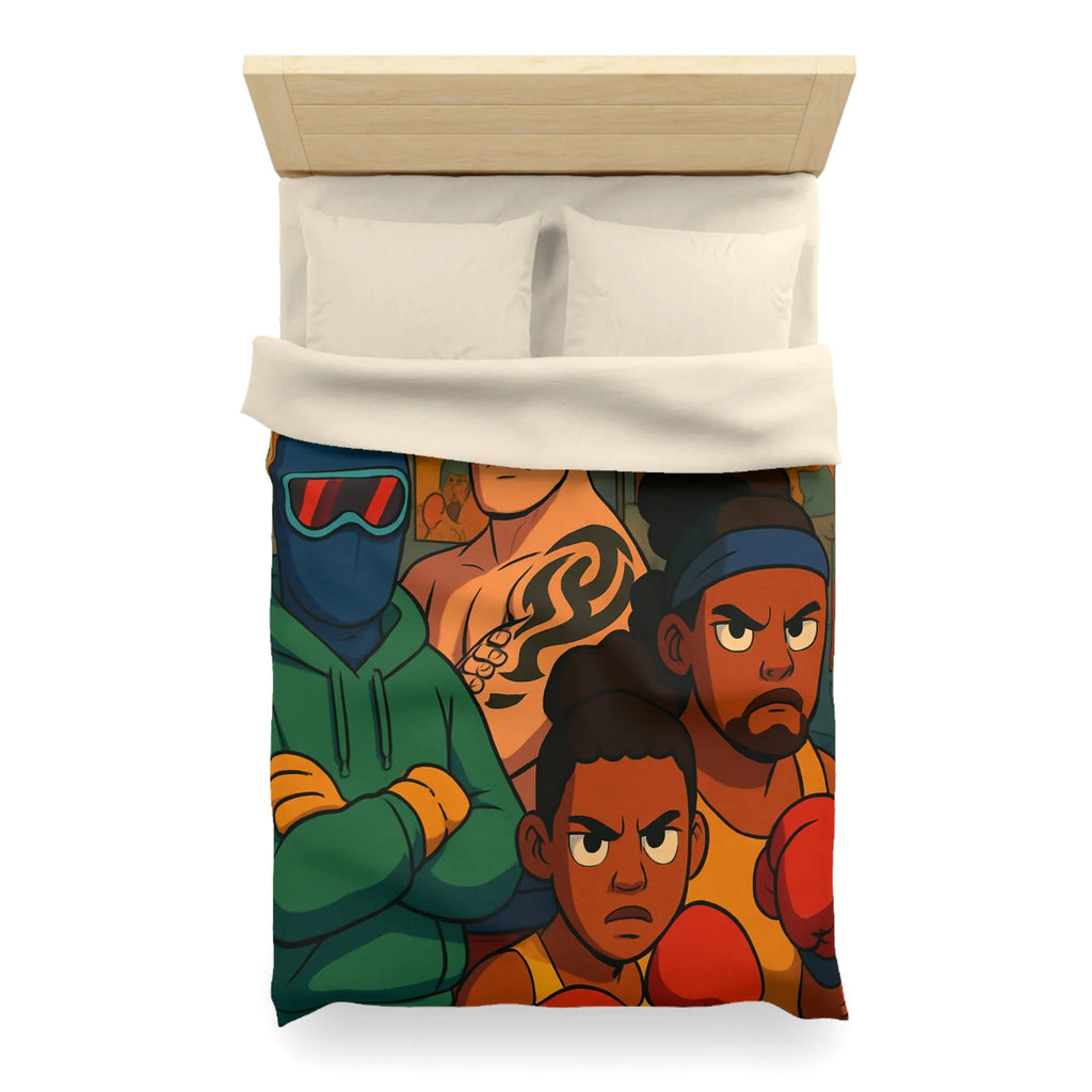 Housse de couette colorée avec boxeurs dessin animé pour chambre enfant sportive unique