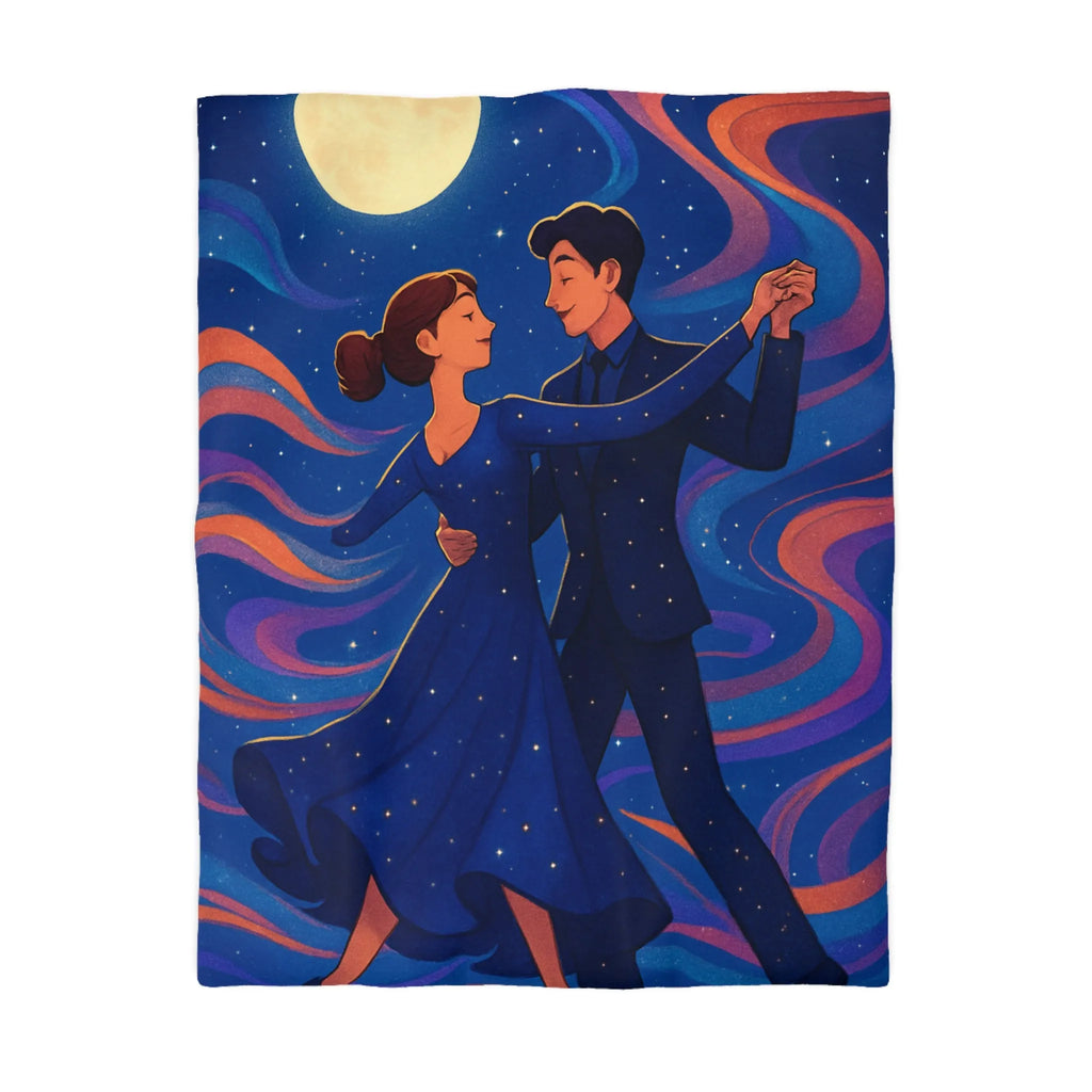 Housse de couette dansante sous la lune avec motif étoilé coloré et romantique