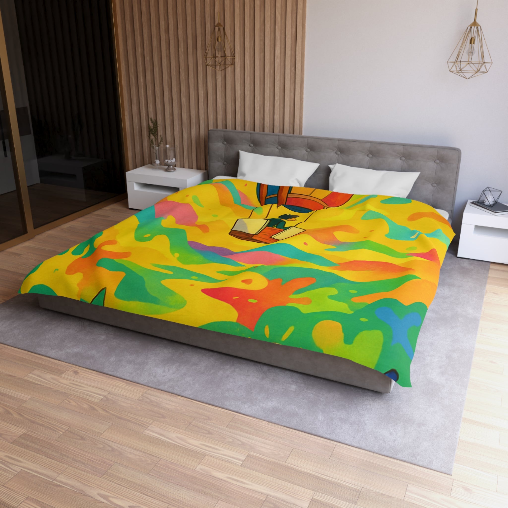 Housse de Couette Microfibre Design Artistique Moderne Décoration Chambre Confort Premium