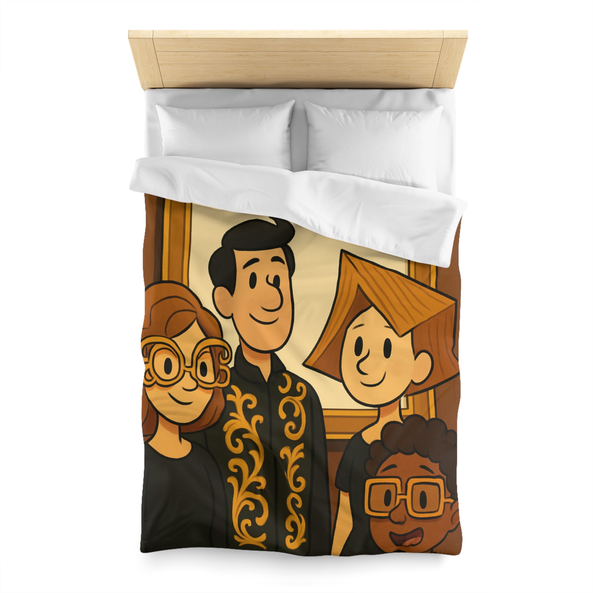 Housse de Couette Originale avec Illustration de Quatre Personnages Animés au Style Unique