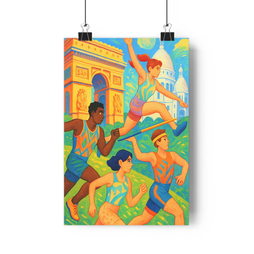 Poster décoratif dynamique art déco bleu orange vert salon chambre moderne inspirant original qualité