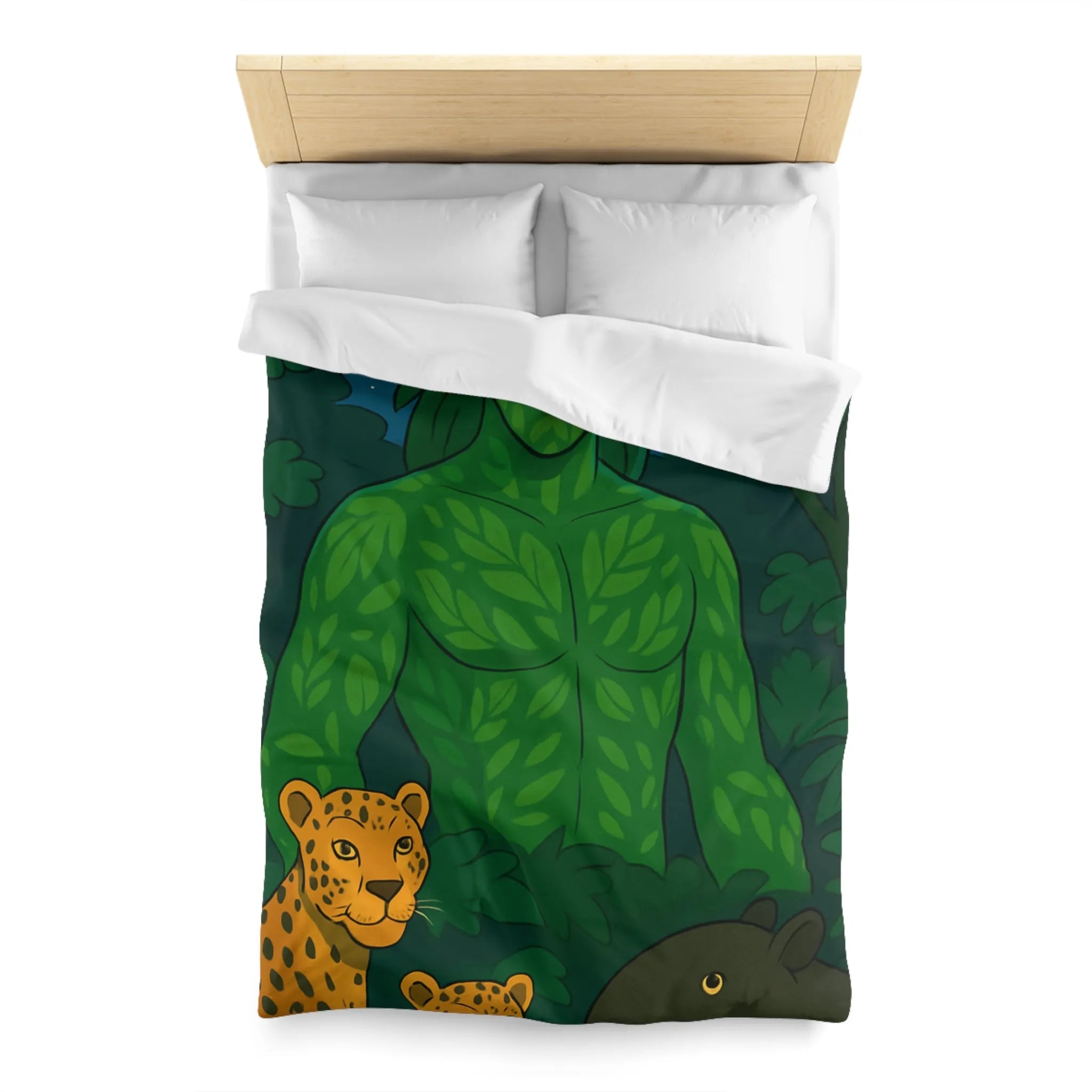 Housse de couette forêt mystérieuse avec créature magique et animaux exotiques nocturnes