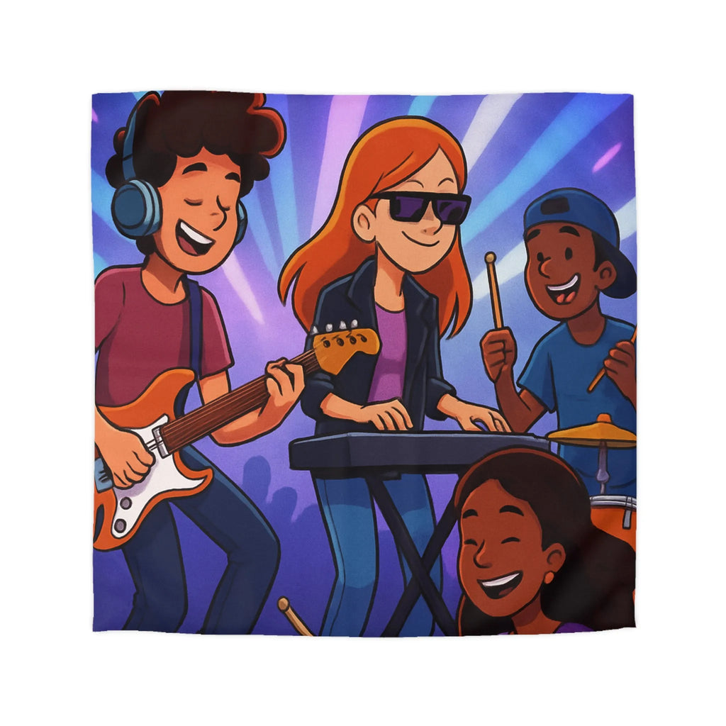 Ensemble musical animé pour housse de couette colorée et dynamique pour jeunes musiciens