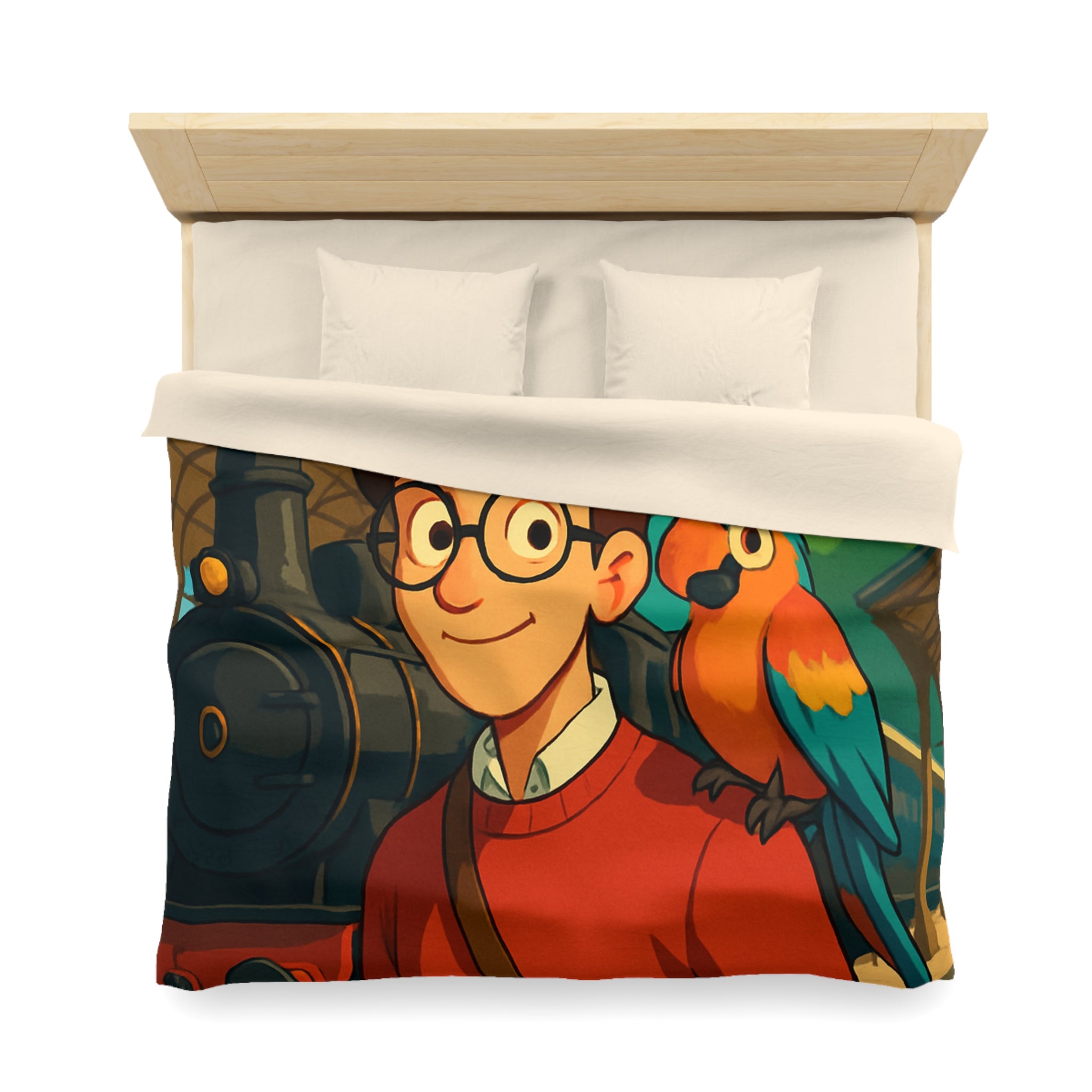 Housse de Couette Microfibre Illustration Unique Design Moderne Décoration Intérieure Raffinée