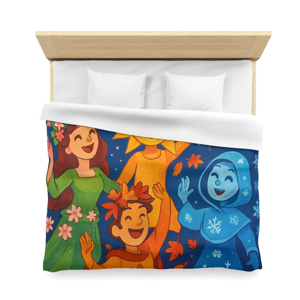 Housse de couette avec illustration festive des quatre saisons en harmonie colorée