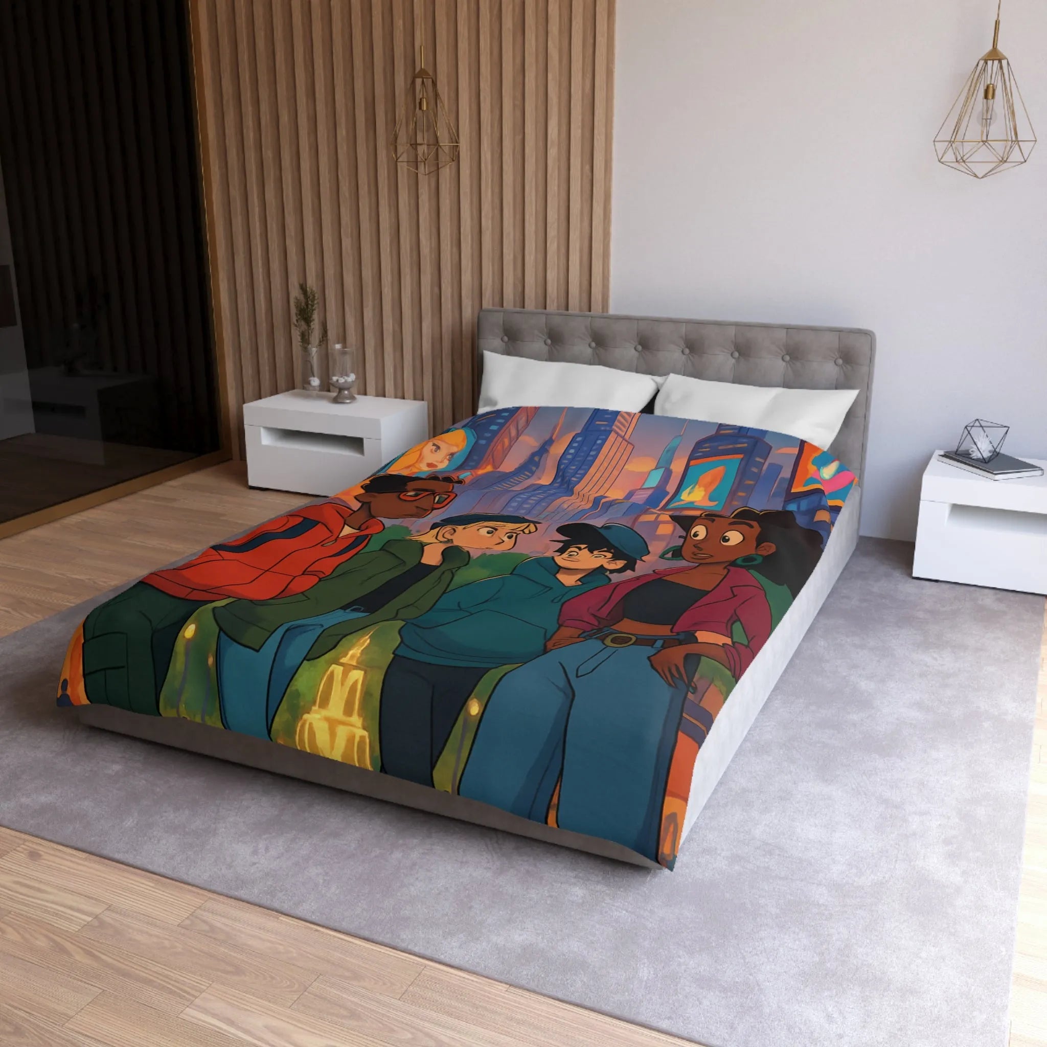 Housse de Couette Microfibre Art Graphique Contemporain Style Décoratif Chambre Tendance