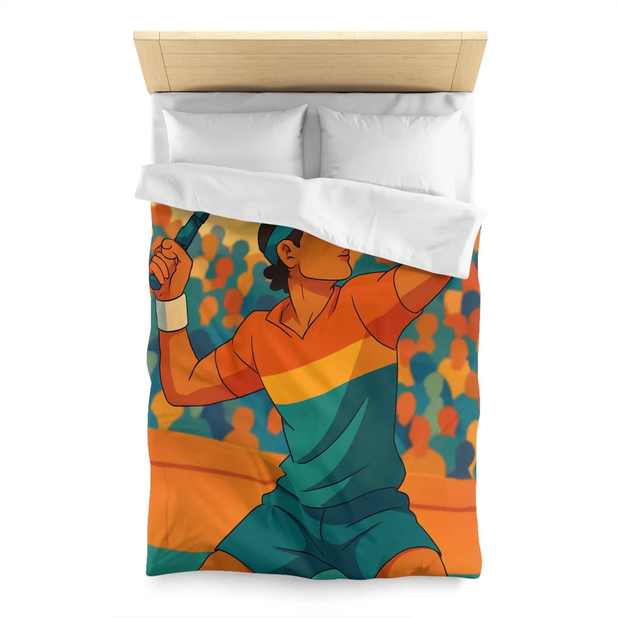 Housse de couette inspiration tennis avec élégance nocturne et couleurs vibrantes pour chambre moderne