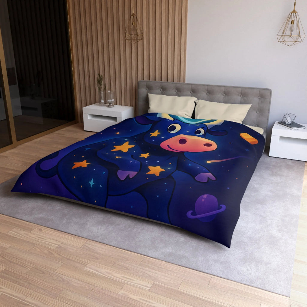 Housse de couette enfant avec taureau cosmique et étoiles au ciel enchanteur