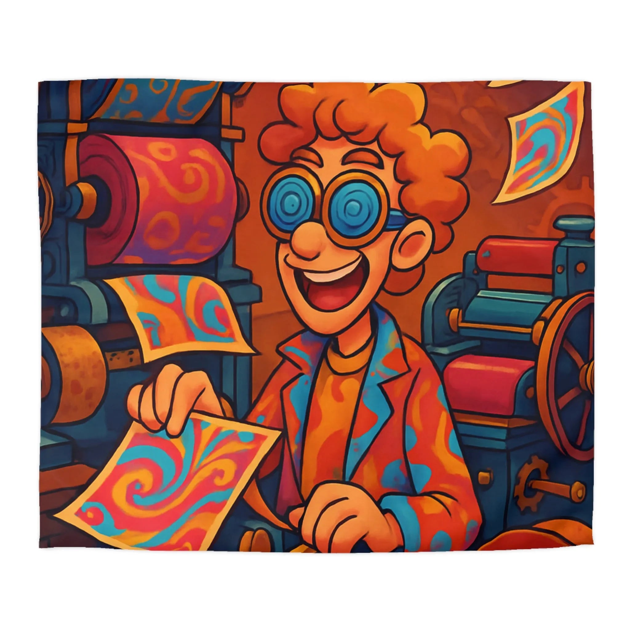 Housse de Couette Artistique avec Motifs Tourbillonnants et Couleurs Vives Pour Ambiance Ludique