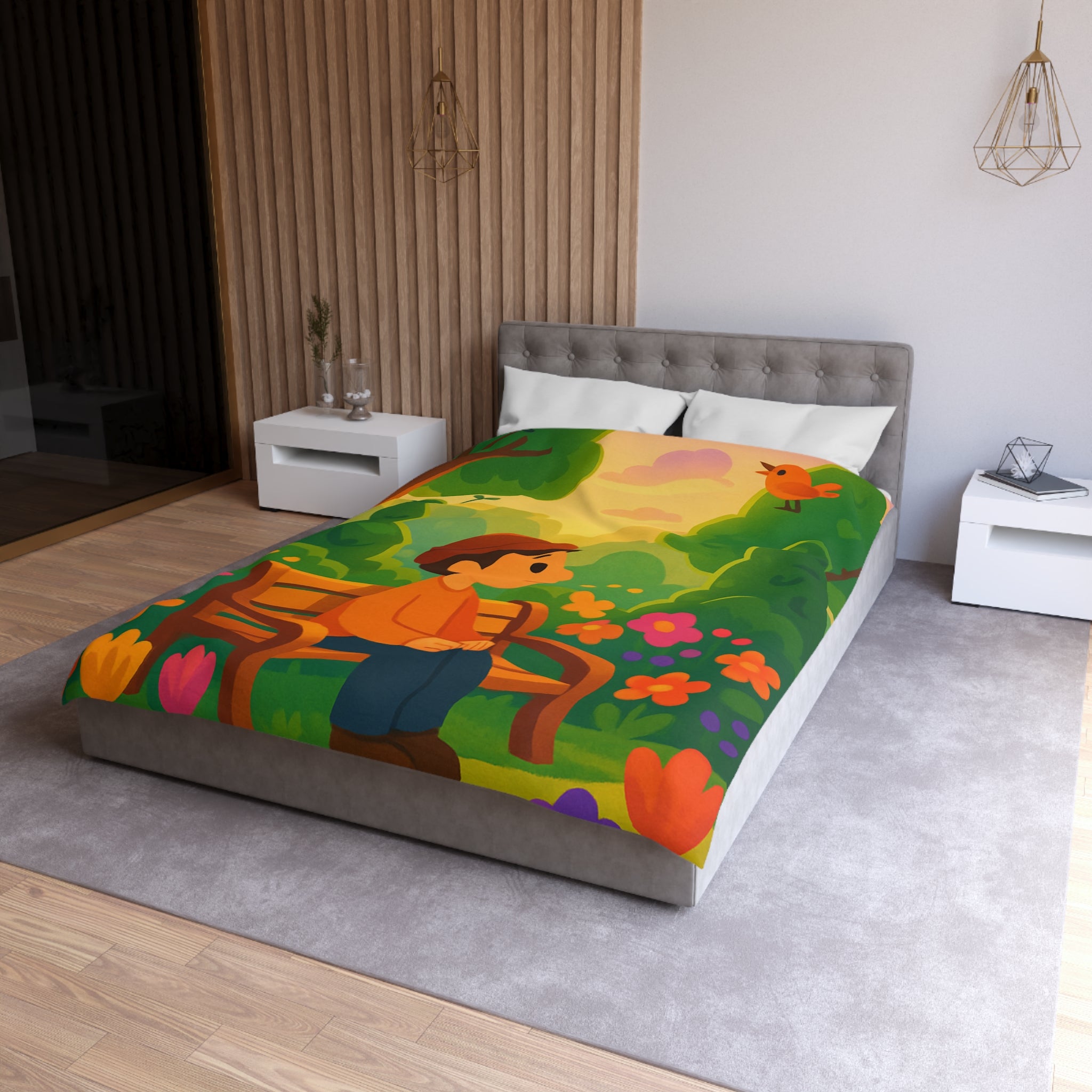 Housse de Couette Microfibre Design Artistique Moderne Décoration Chambre Confort Premium