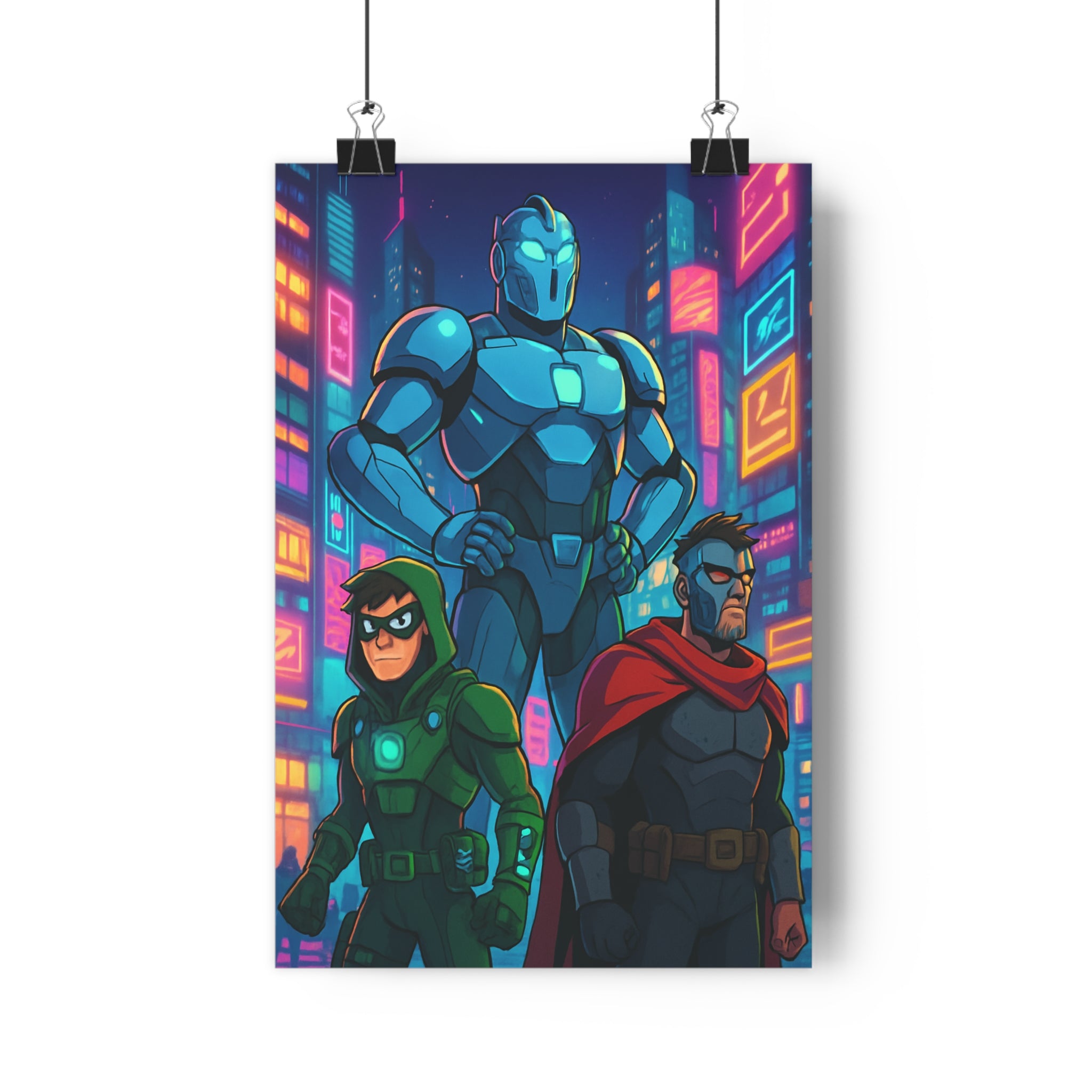Poster décoratif futuriste anime bleu vert rouge métal héros chambre bureau dynamique tendance 30x46