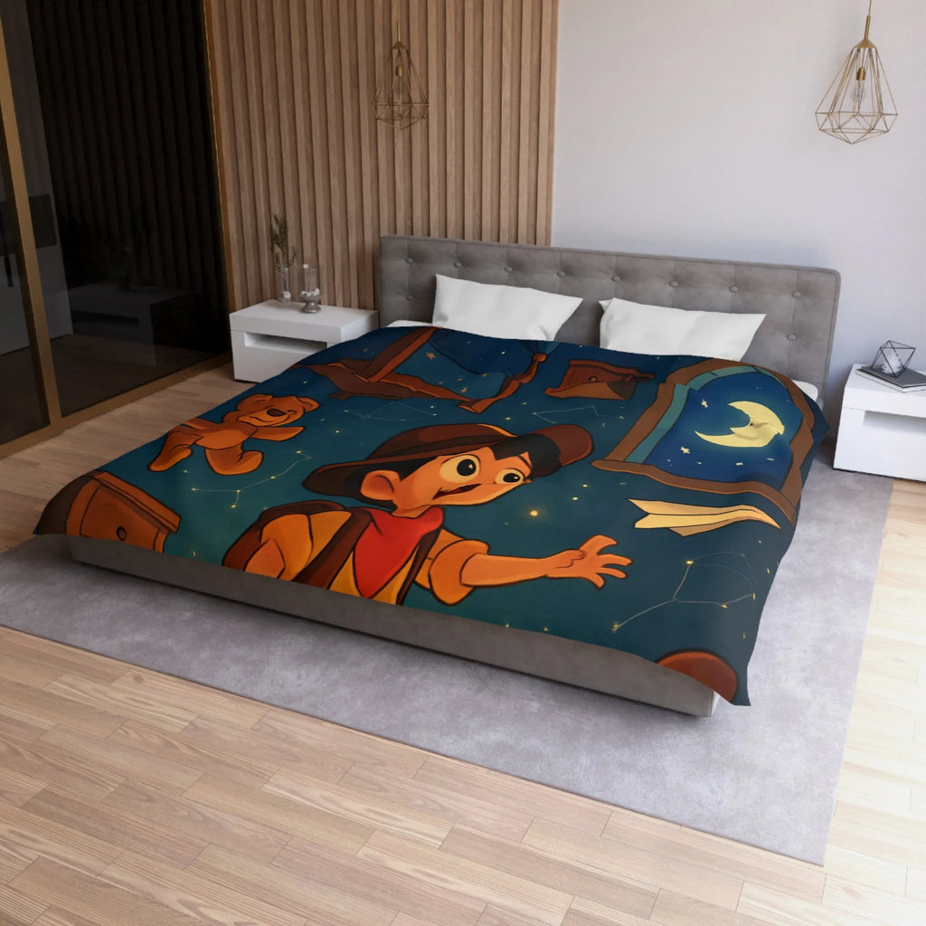 Housse de couette enfant rêveur avec motifs étoilés et décor céleste féérique