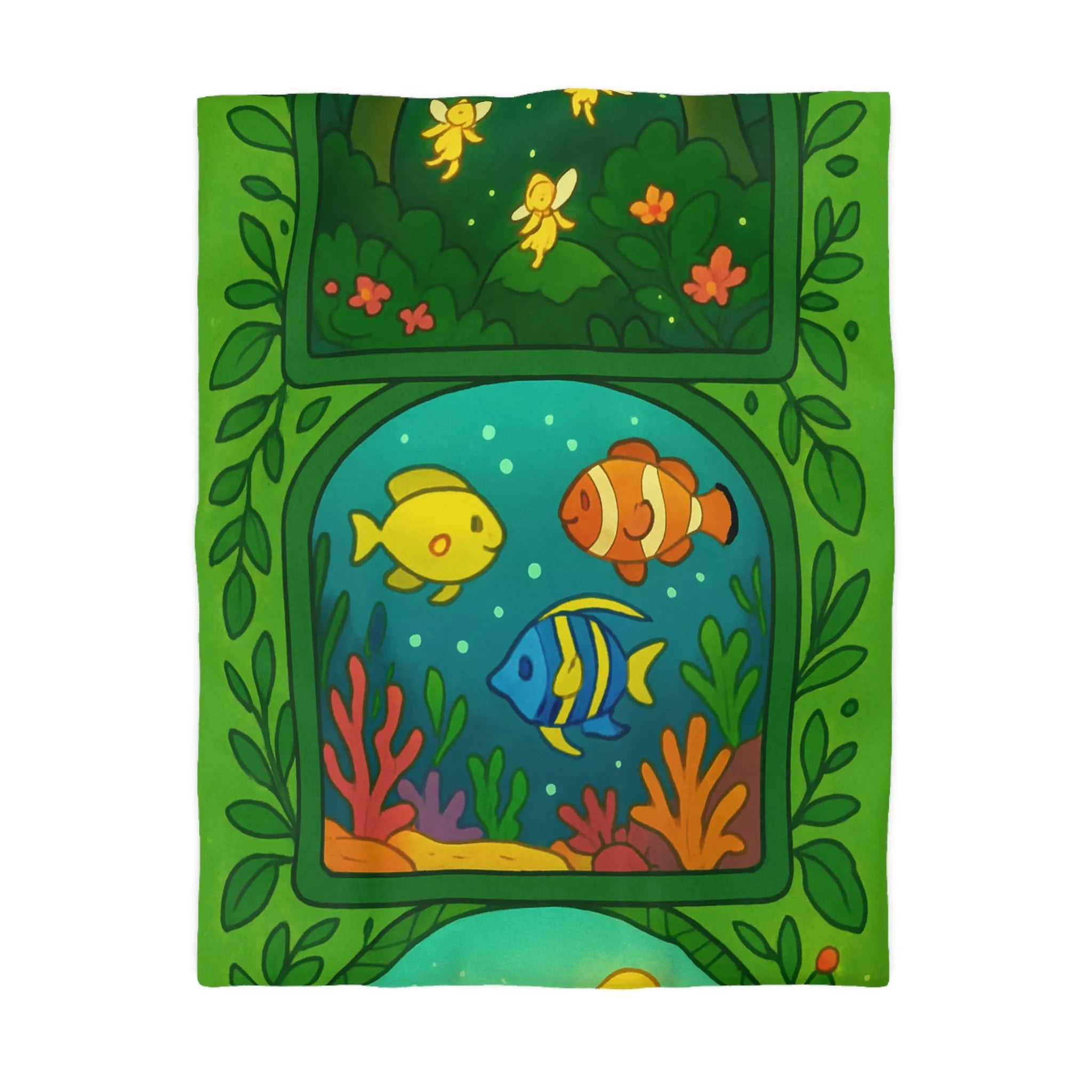 Housse de couette colorée avec motifs féeriques, océaniques et désertiques pour ambiance magique