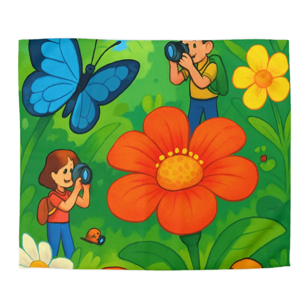 Housse de couette aux motifs colorés d'explorateurs photographes et nature en plein été