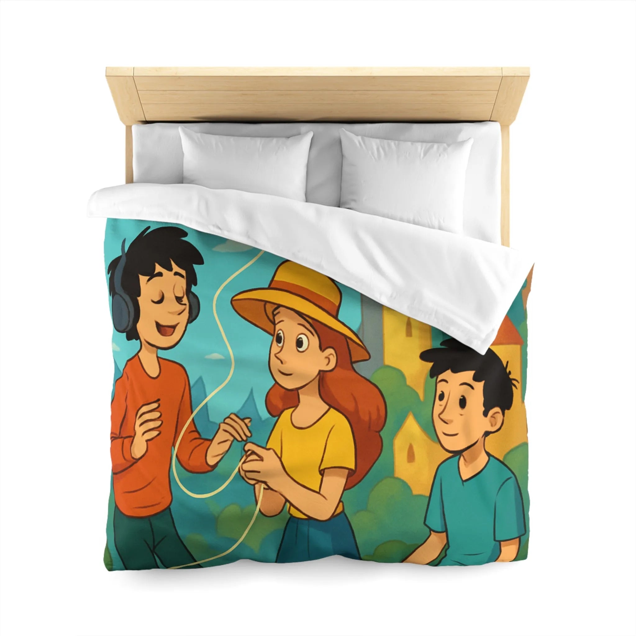 Contes Enchantés: Douce Mélodie et Château Coloré sur Housse de Couette Enfant