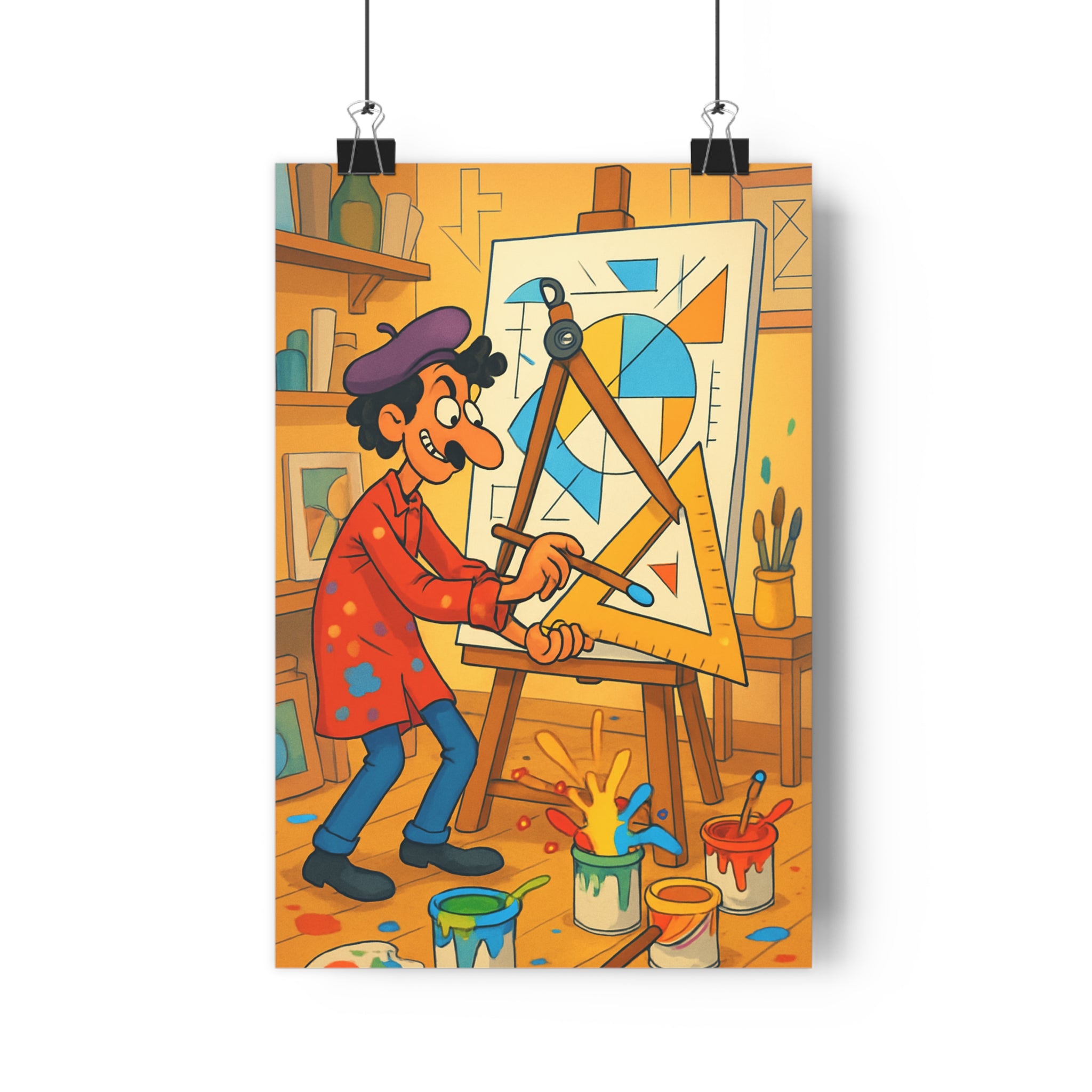 Poster décoratif géométrique coloré dynamique joyeux atelier murale artistique format 30x46 ambiance vibrante peinture
