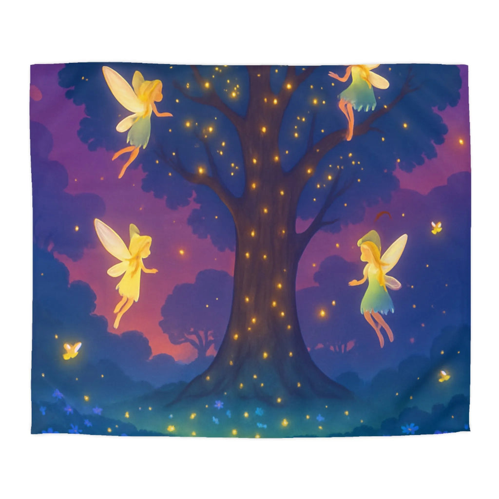 Housse de couette féérique avec fées lumineuses et fleurs colorées pour chambre magique