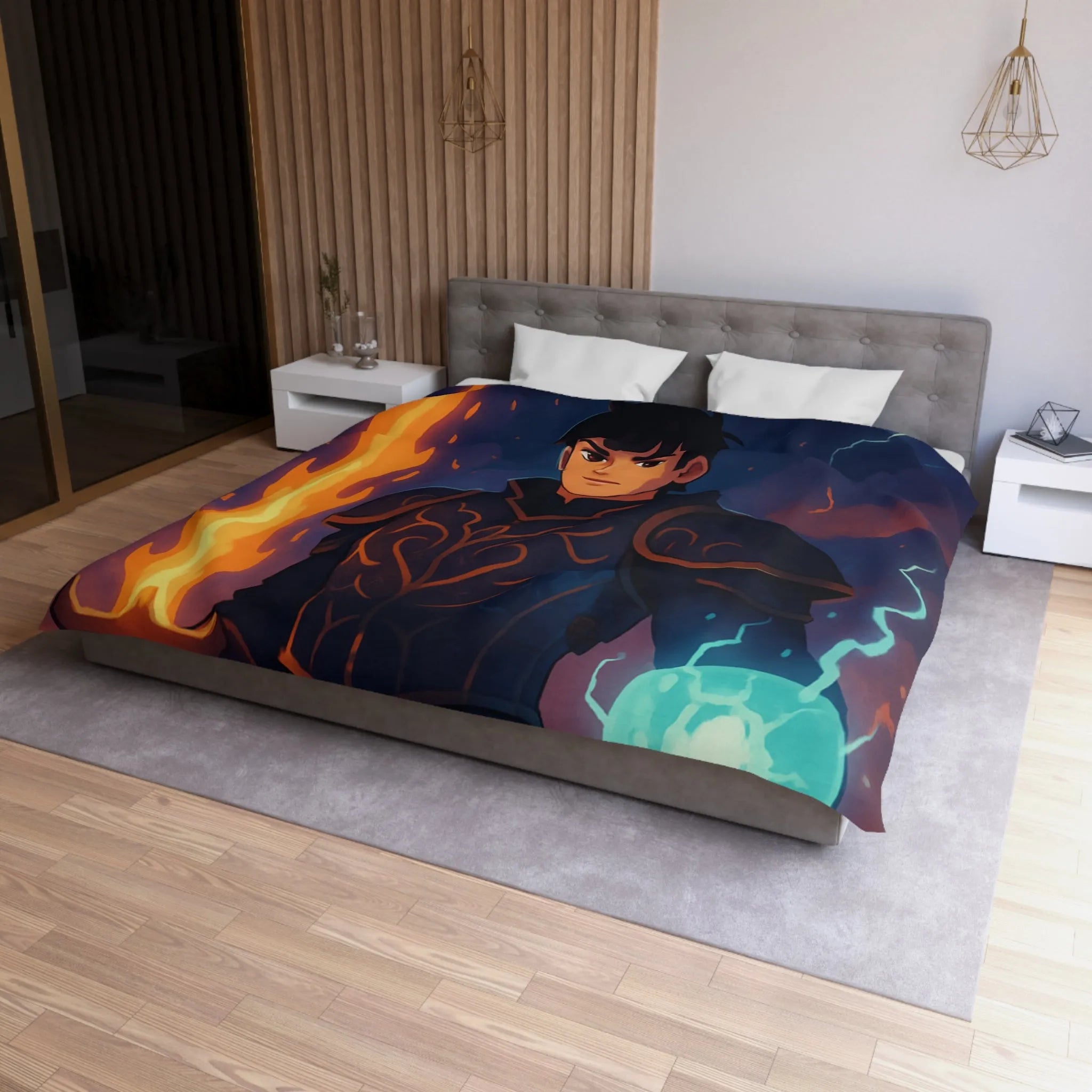 Housse de Couette Microfibre Art Graphique Contemporain Style Décoratif Chambre Tendance