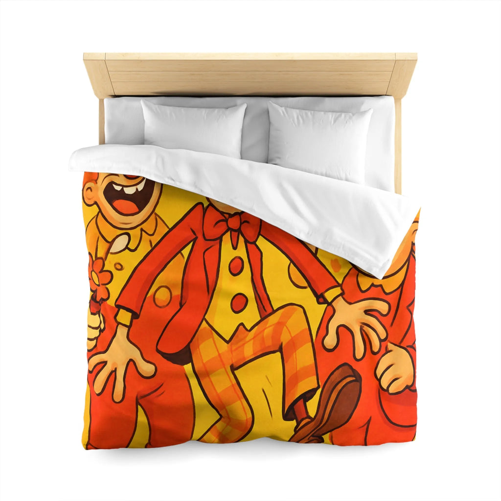 Housse de Couette Colorée avec Design Amusant de Clowns et Bananes Glissantes