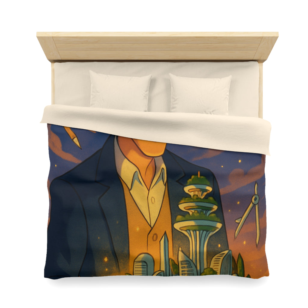 Housse de couette urbaine avec design futuriste, ambiance artistique et couleurs somptueuses