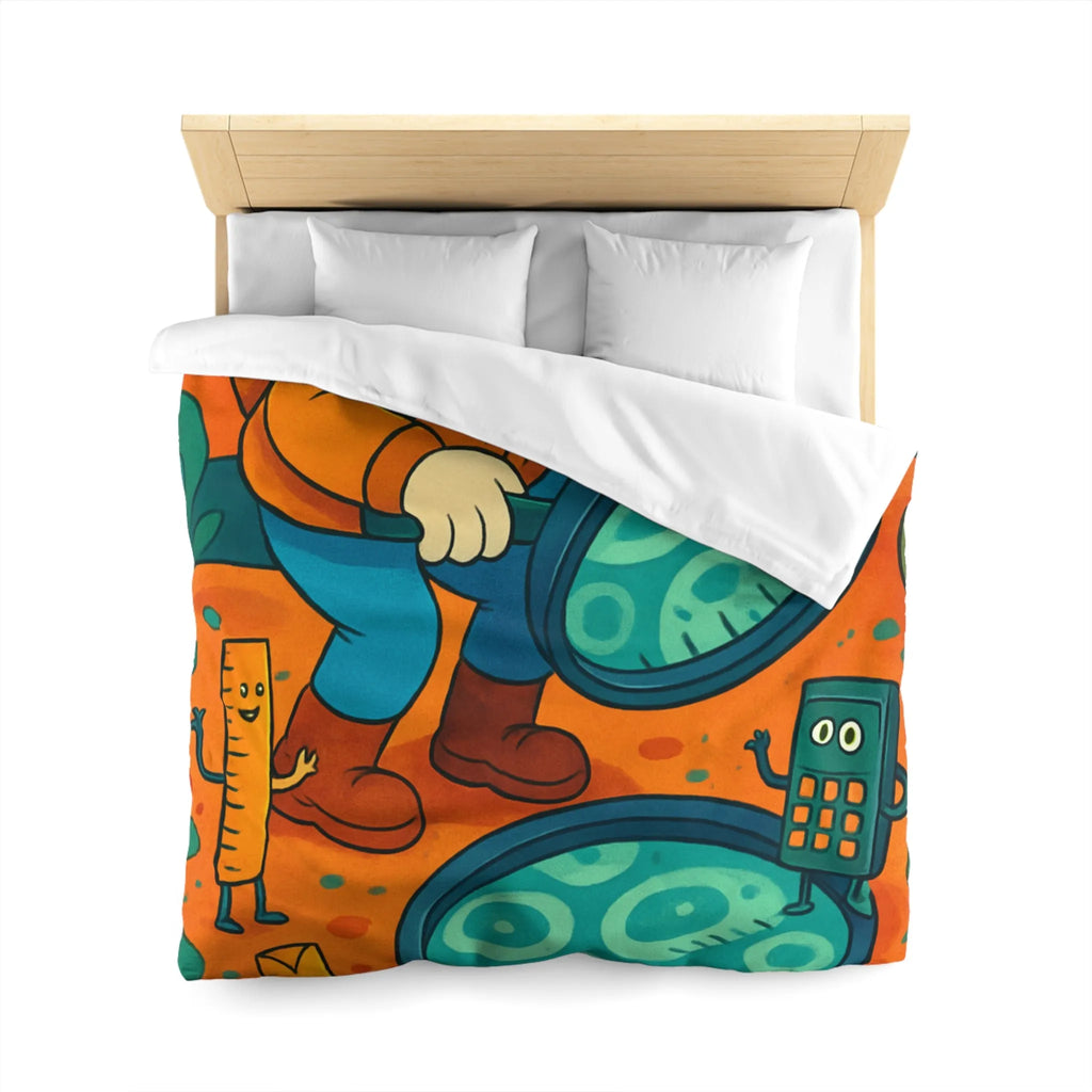 Explorez une Housse de Couette Fantaisie, Aventure Visuelle pour Enfants avec Loupe et Calculateur