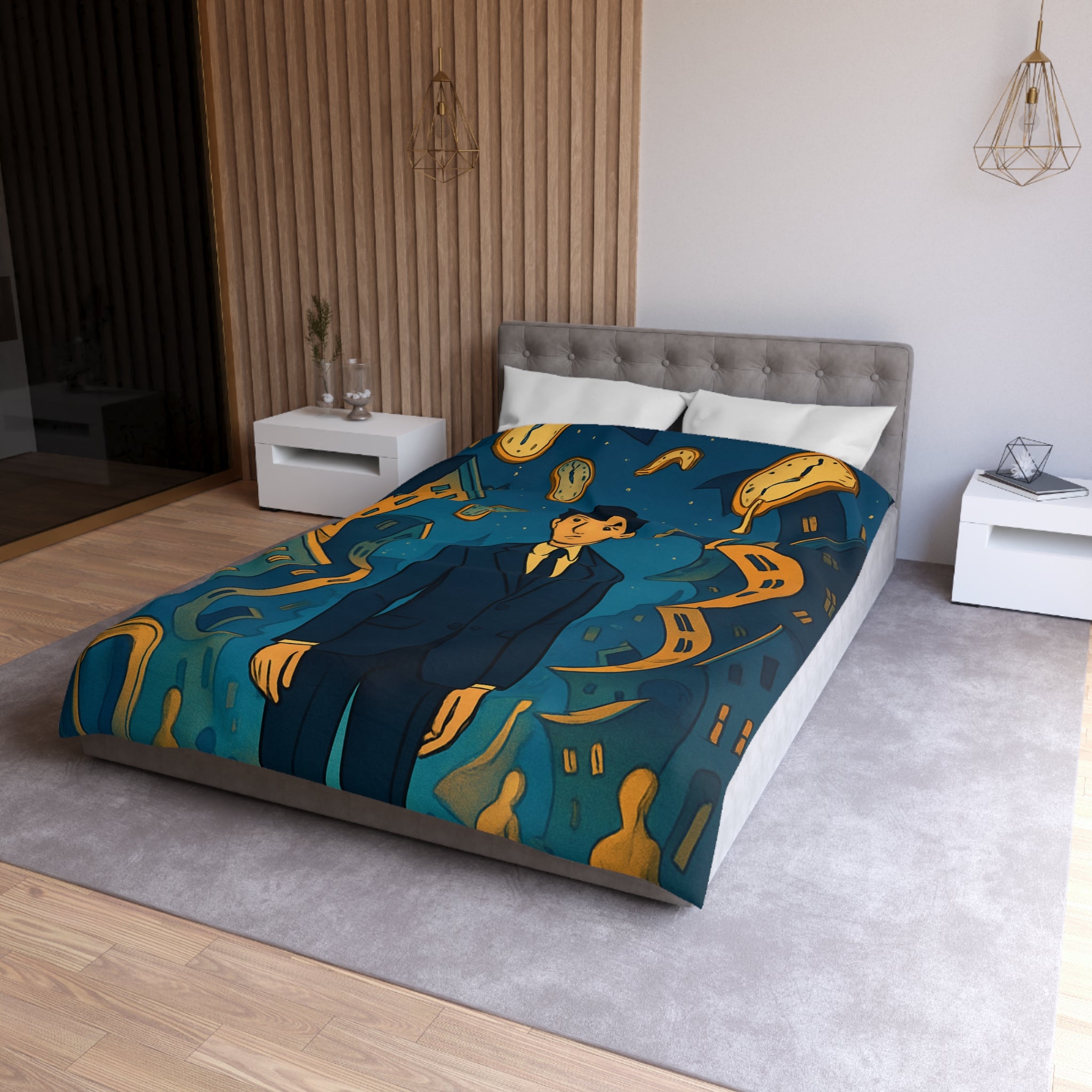 Housse de Couette Microfibre Motif Créatif Original Style Contemporain Chambre Élégante