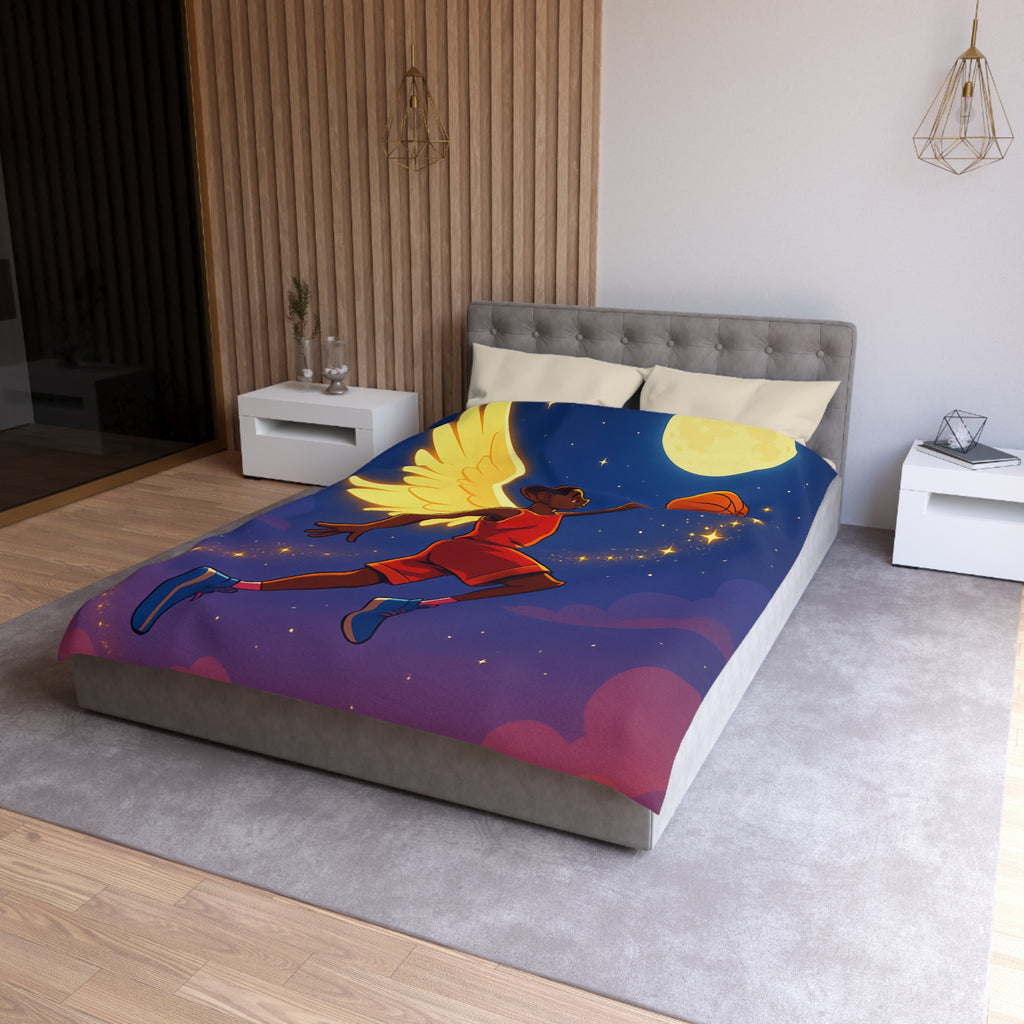 Housse de Couette Unique Baskets d'Ange Volant au Clair de Lune Étoilé