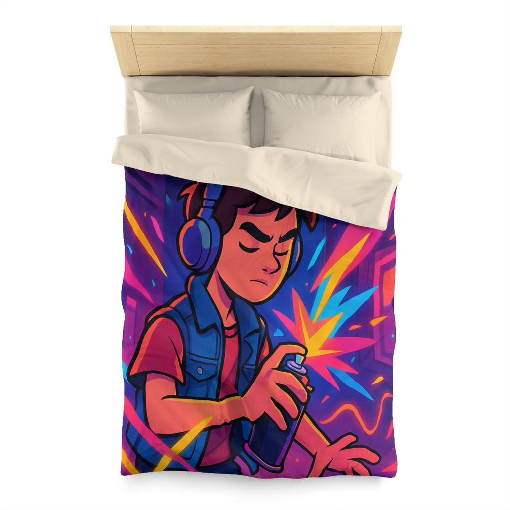 Housse de Couette Microfibre Design Artistique Moderne Décoration Chambre Confort Premium