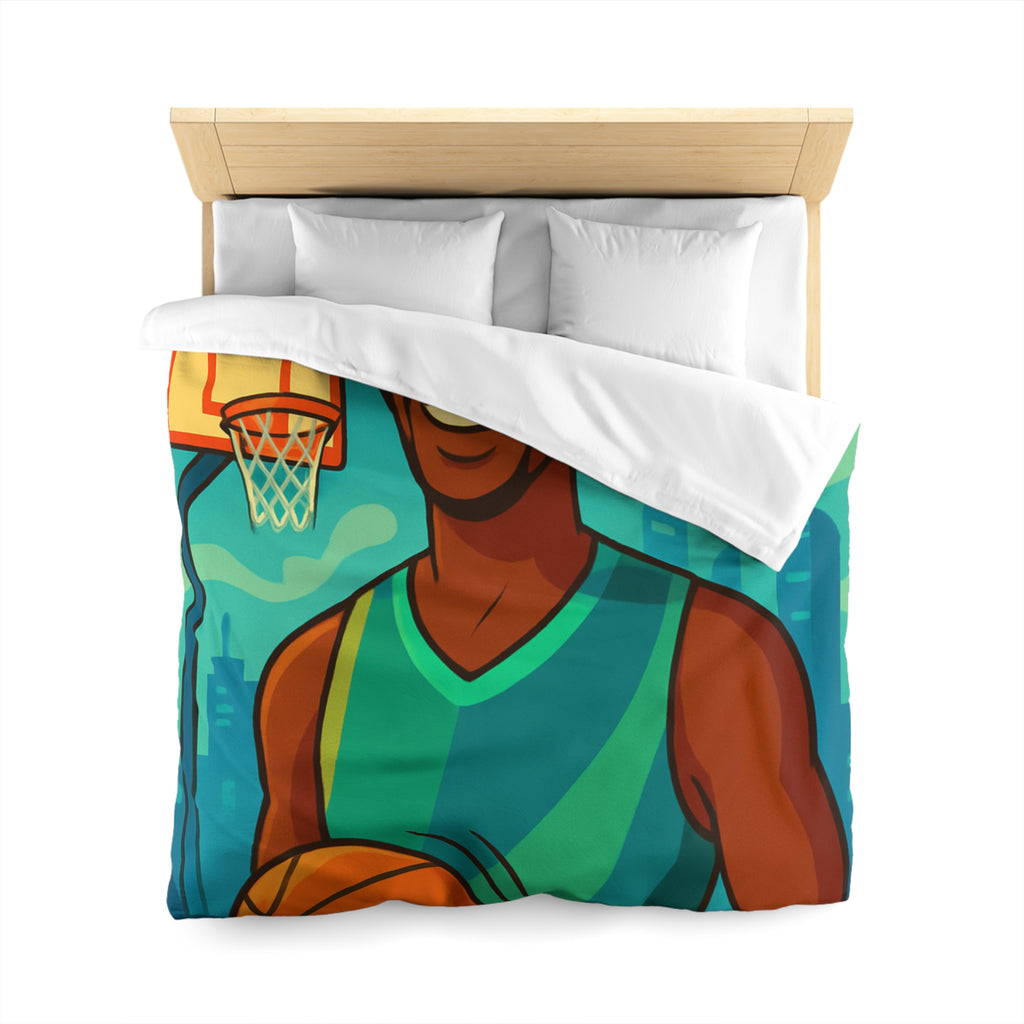 Housse de Couette Pour Enfant Thème Basketball Colorée et Ludique avec Joueur Souriant