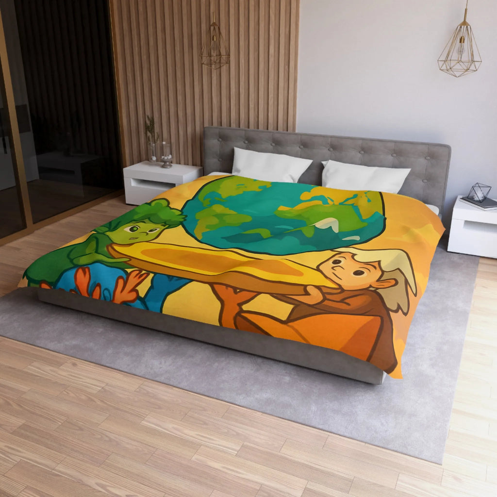 Housse de couette colorée représentant des enfants unis pour soutenir la planète Terre