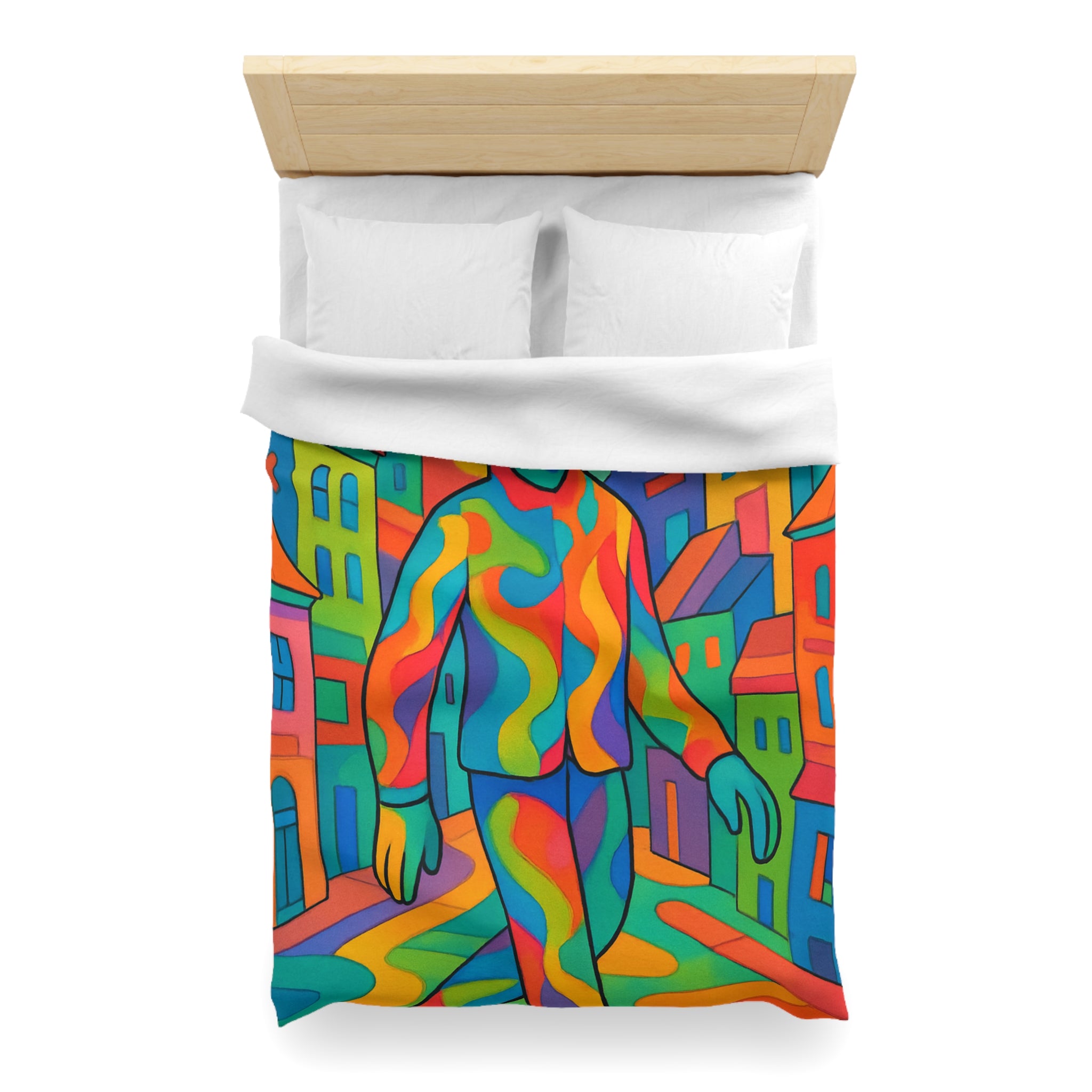 Housse de Couette Microfibre Motif Créatif Original Style Contemporain Chambre Élégante