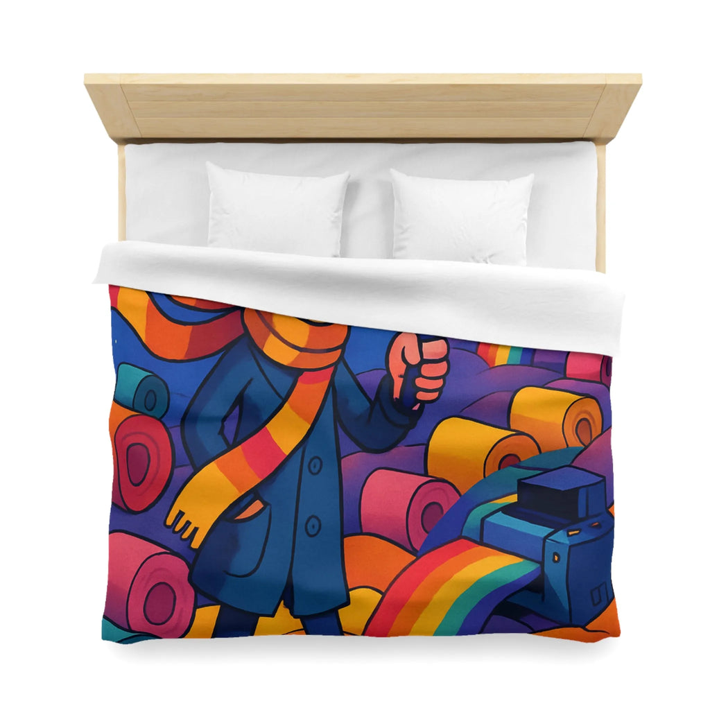 Explorez les couleurs et mystères sur housse de couette lumineuse avec détective fantaisiste