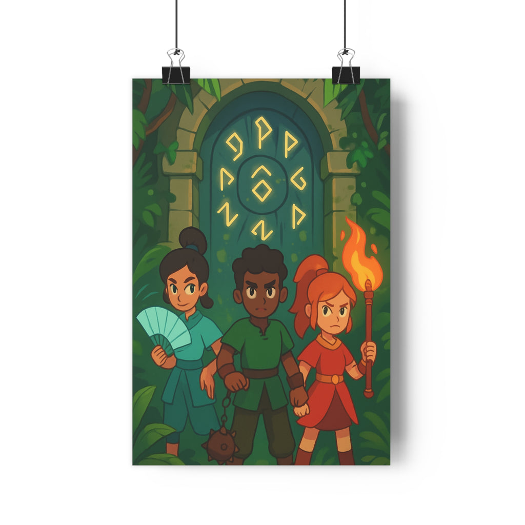 Poster décoratif aventuriers mystique lumineux animation classique moderne vert bleu exploration dynamique chambre captivant