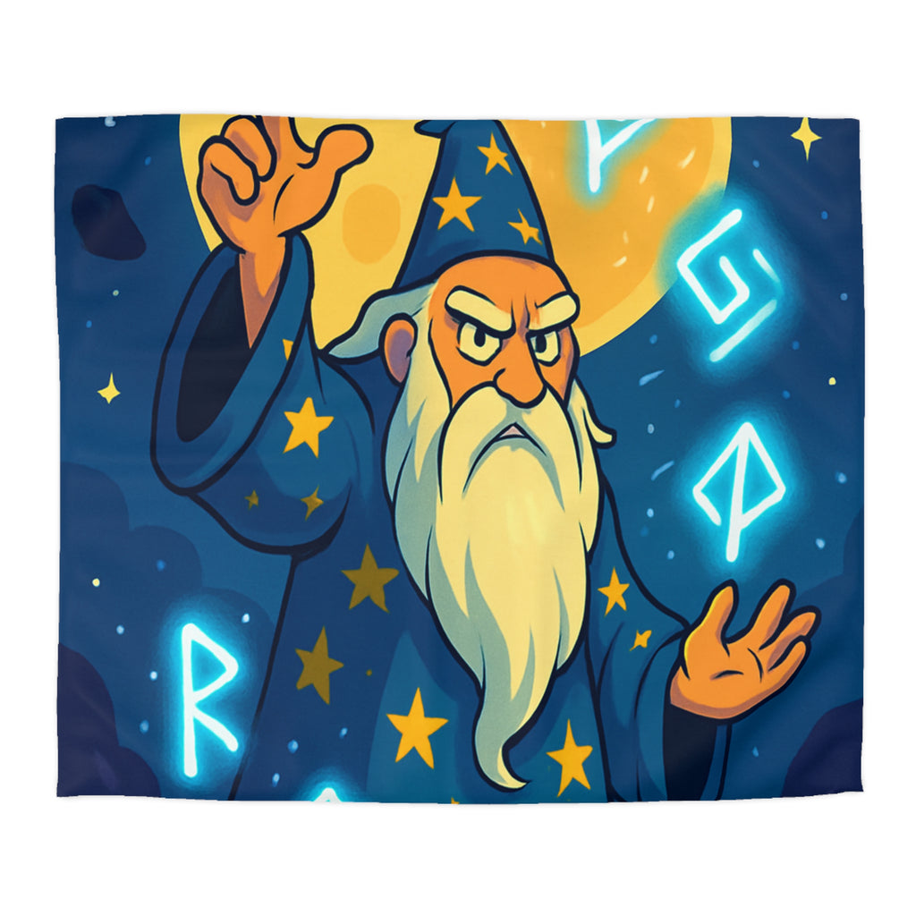 Housse de couette sorcier mystique avec cristaux et lune brillante magique