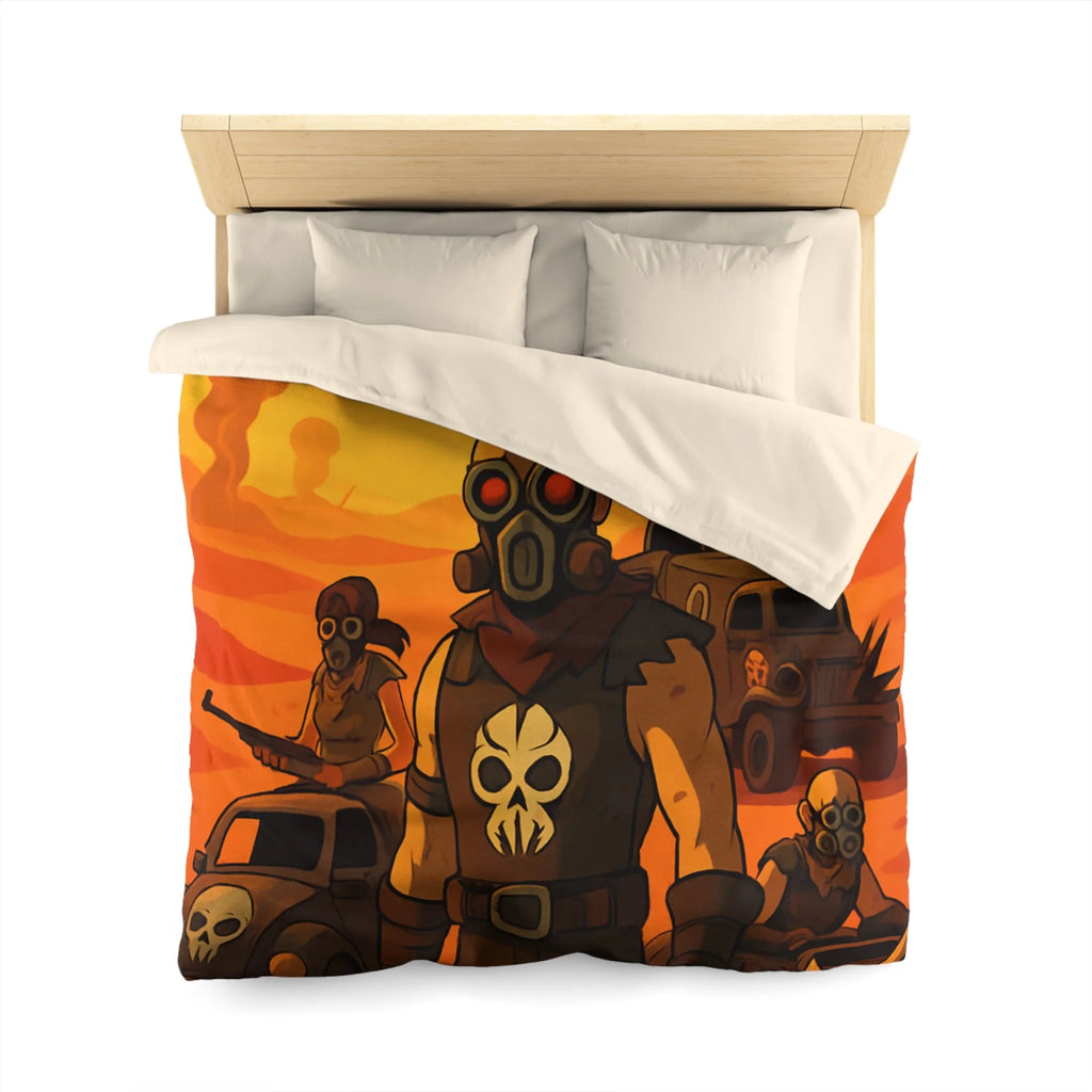 Housse de couette design post-apocalyptique avec guerriers masqués dans désert ensoleillé