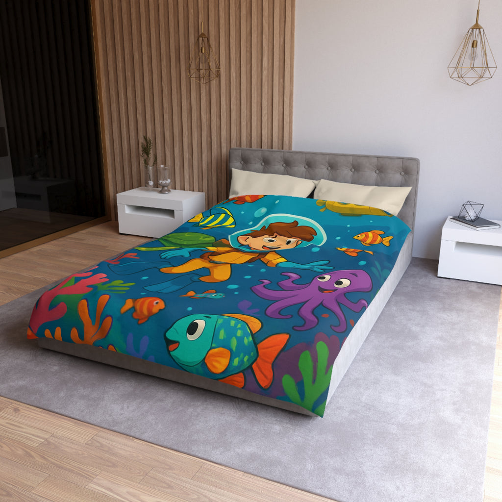 Housse de couette sous-marine avec des animaux marins colorés pour chambre d'enfant joyeuse