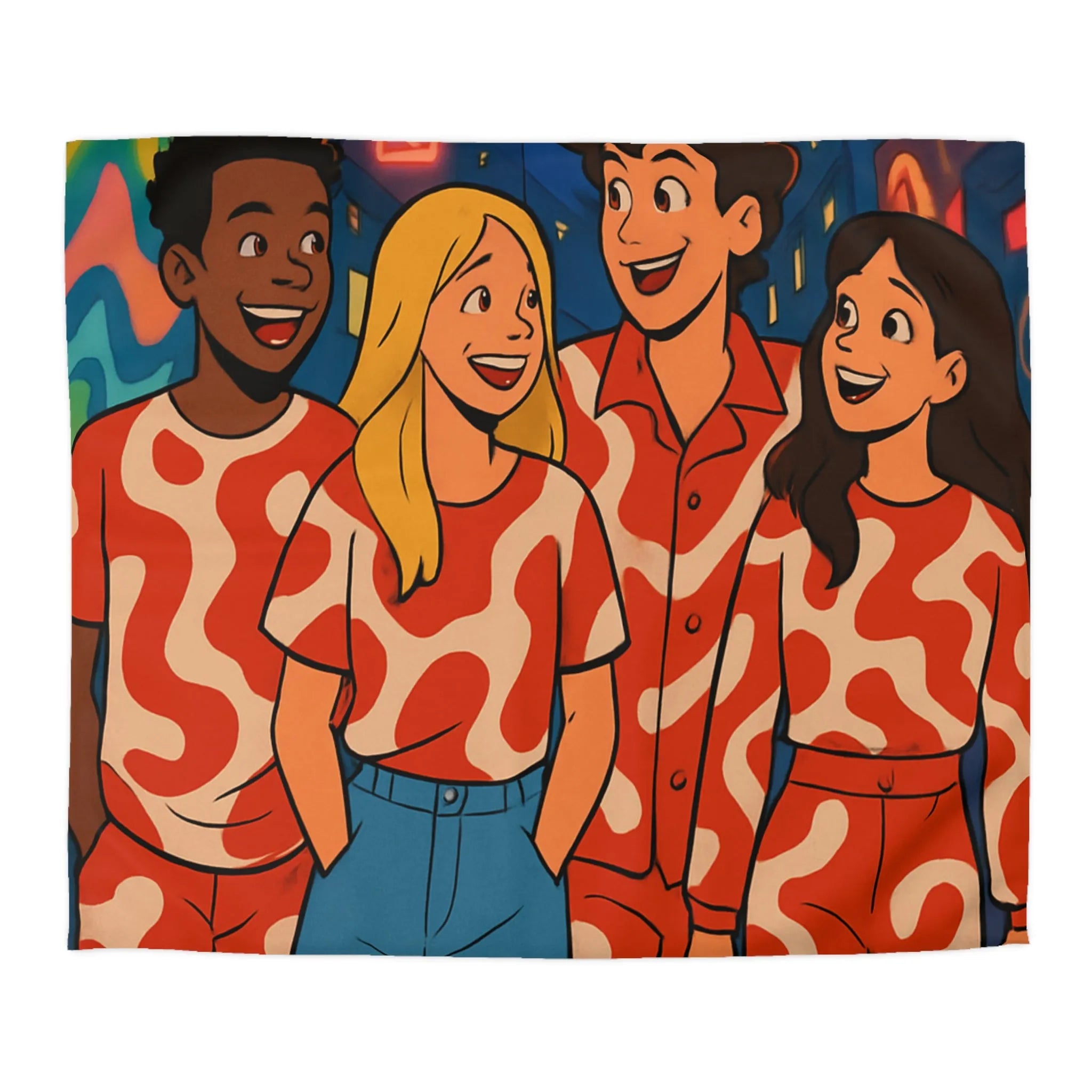 Housse de couette colorée avec design graphique enroulant style moderne pour chambre urbaine