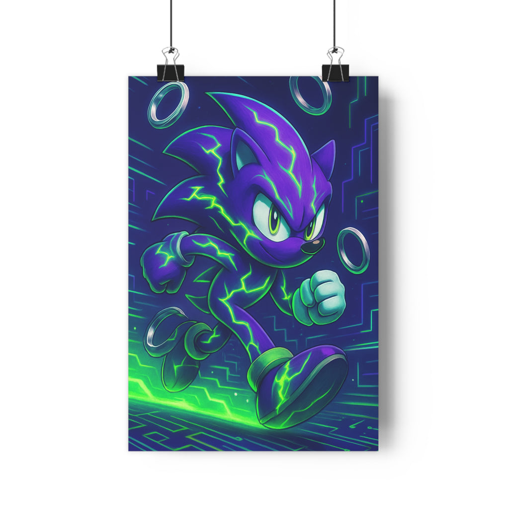 Poster décoratif dynamique violet vert cartoon futuriste épique électrique chambre salon bureau moderne 30x46