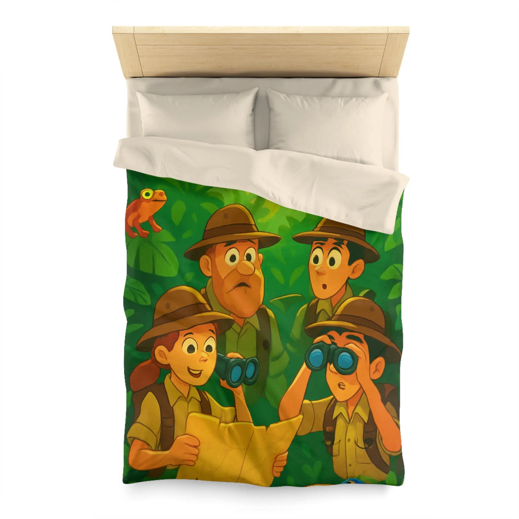 Housse de Couette Jungle Aventure Équipée Explorateurs Curieux et Animaux Exotiques Colorés